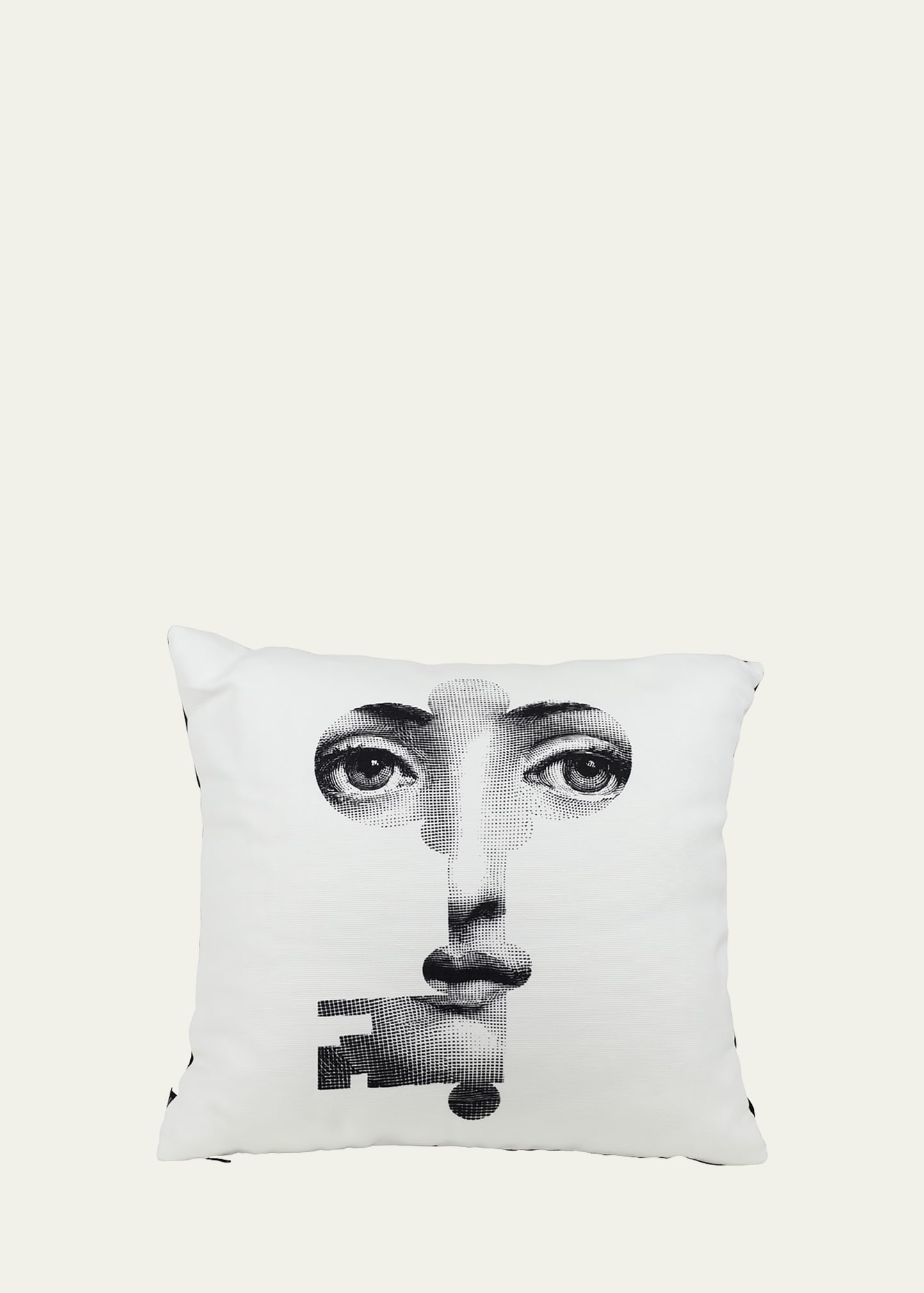 Fornasetti Cushion Chiave Face In Key In White