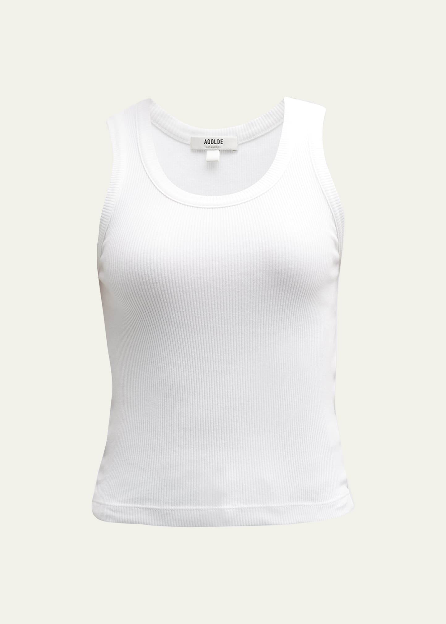 Agolde Poppy Cotton-blend Cropped Tank Top In Frosting