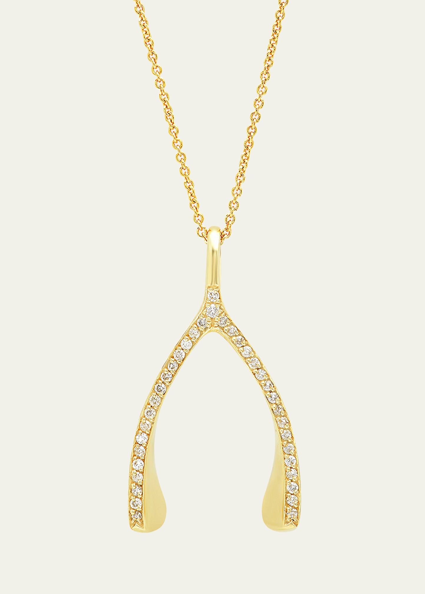 18k Yellow Gold Diamond Wishbone Necklace