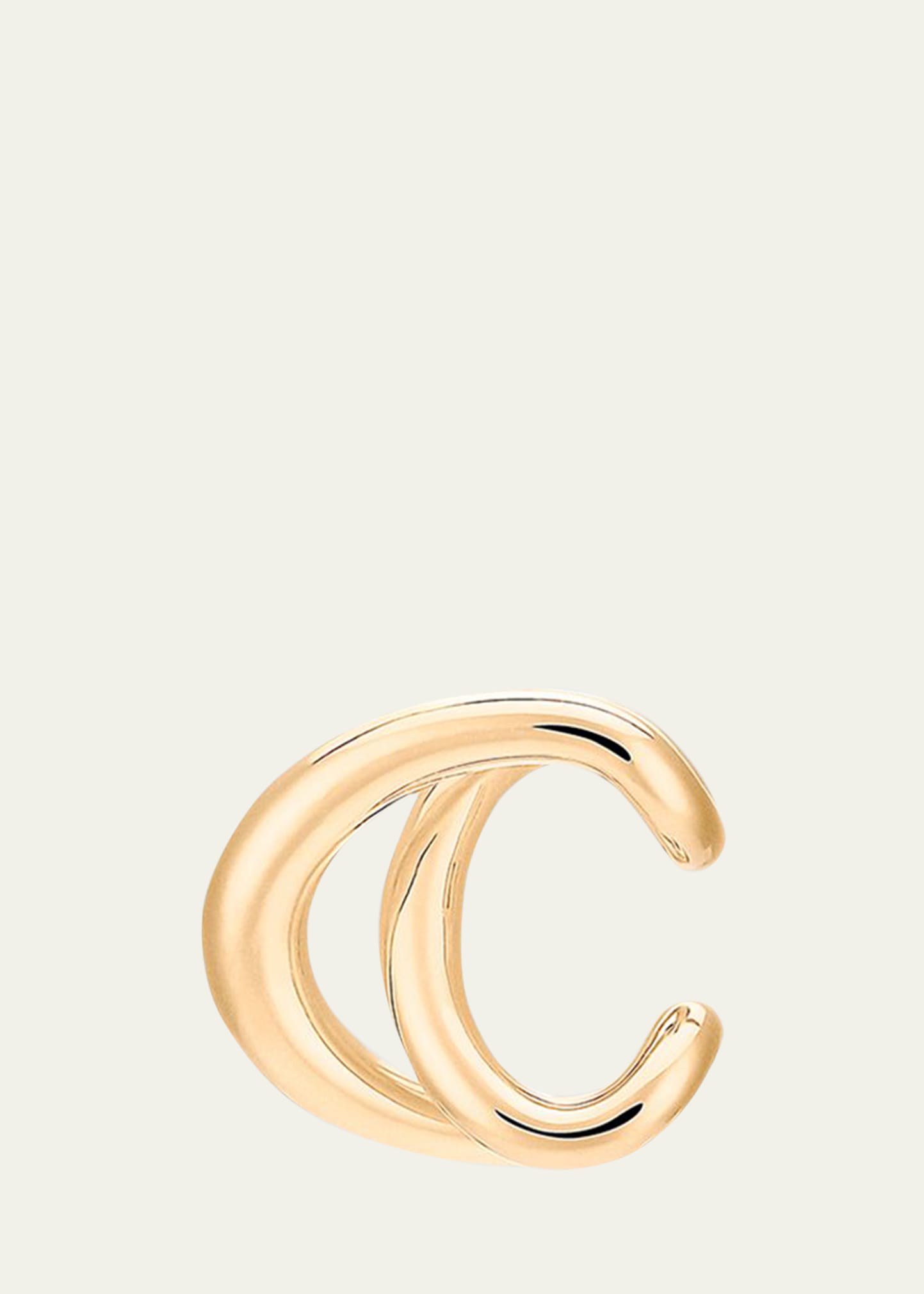 Initial Crossed Cuff Earring, Single, Yellow Gold