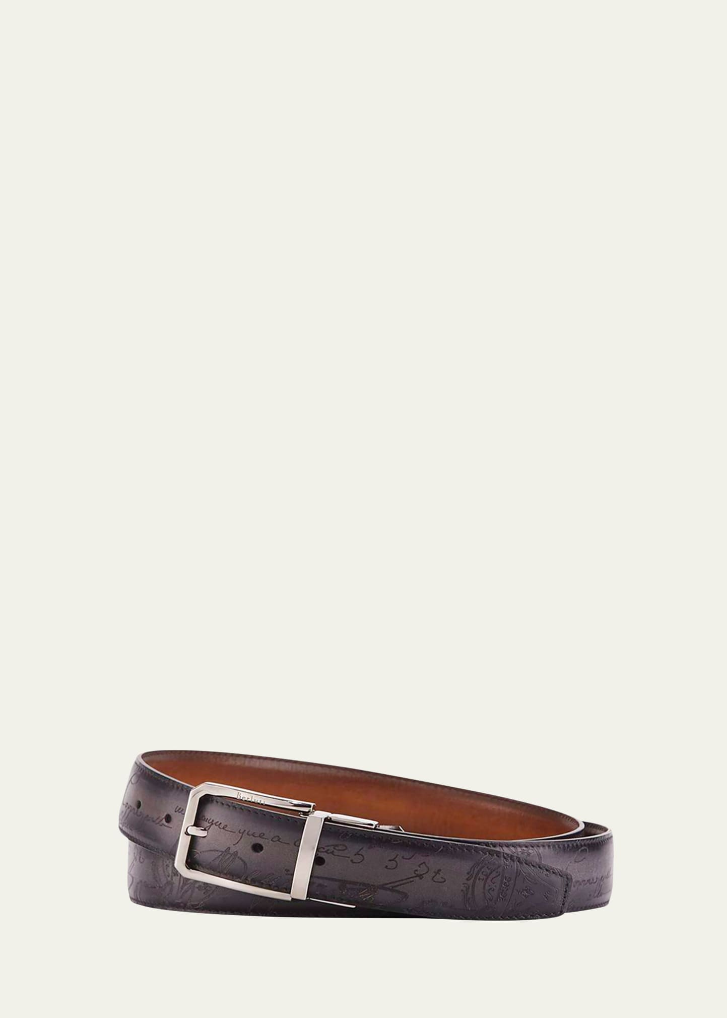 Berluti Reversible Scritto Leather Belt