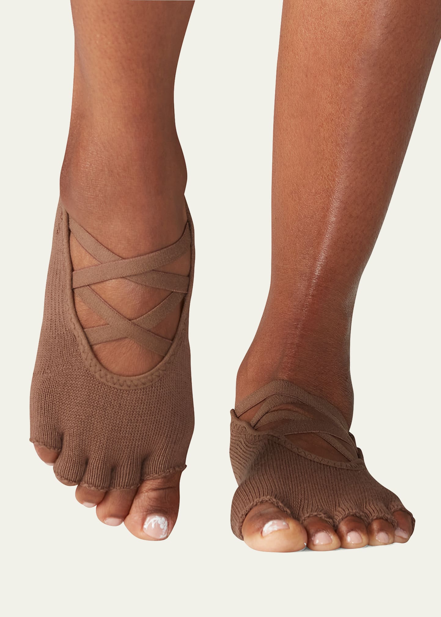 Toesox Elle Hermosa Strappy Half-toe Grip Socks In Natural