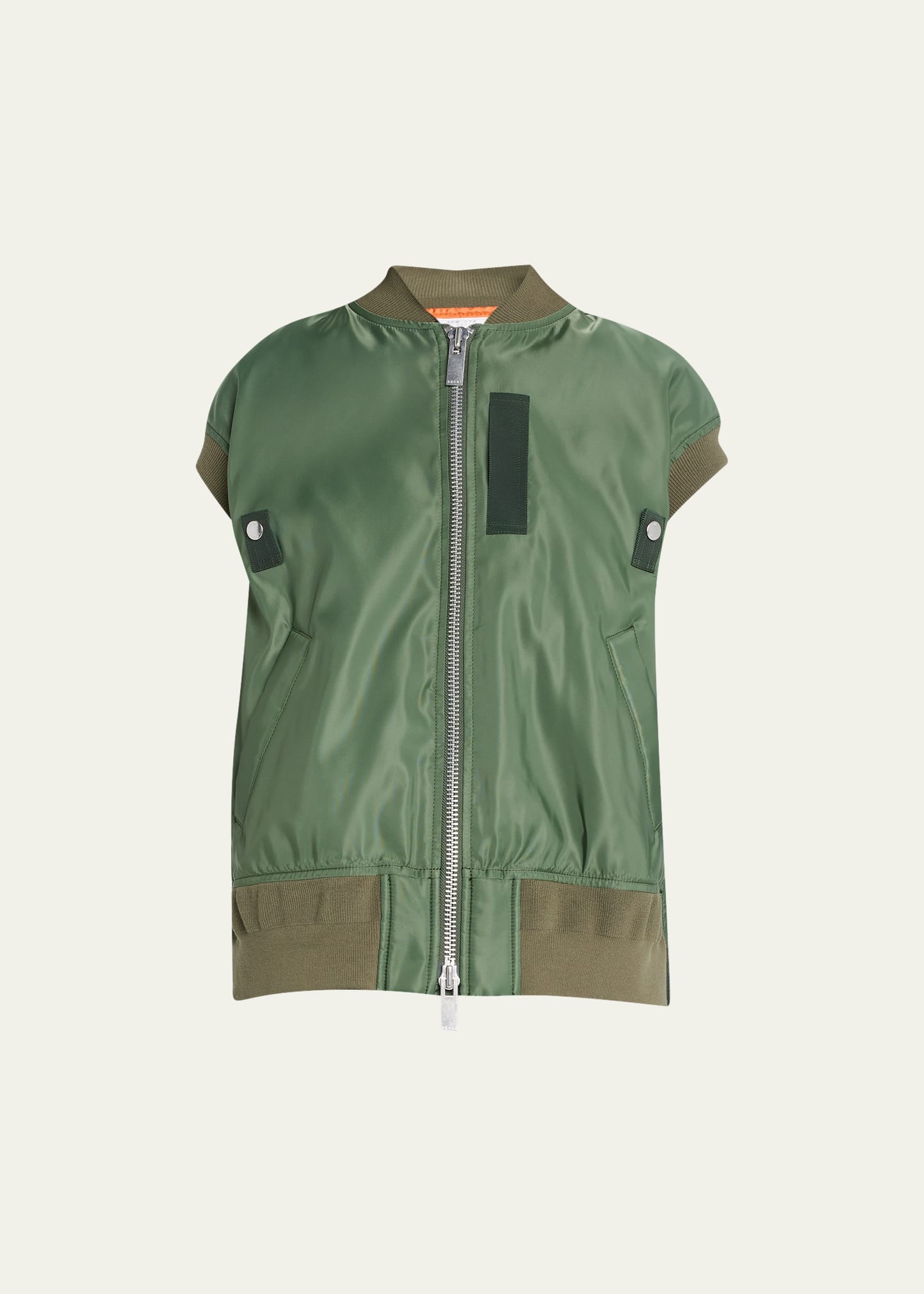 Sacai Khaki Nylon Twill Mix Vest In Khaki