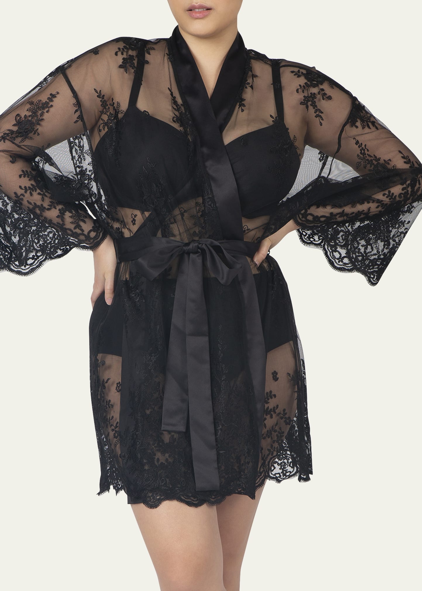 Women's Silk Lace Cosette Nightgown in Black