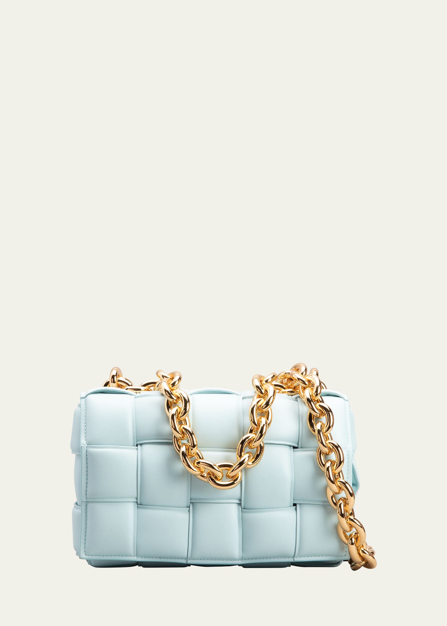 Bottega Veneta Chain Cassette Padded Intrecciato Crossbody Bag In Teal