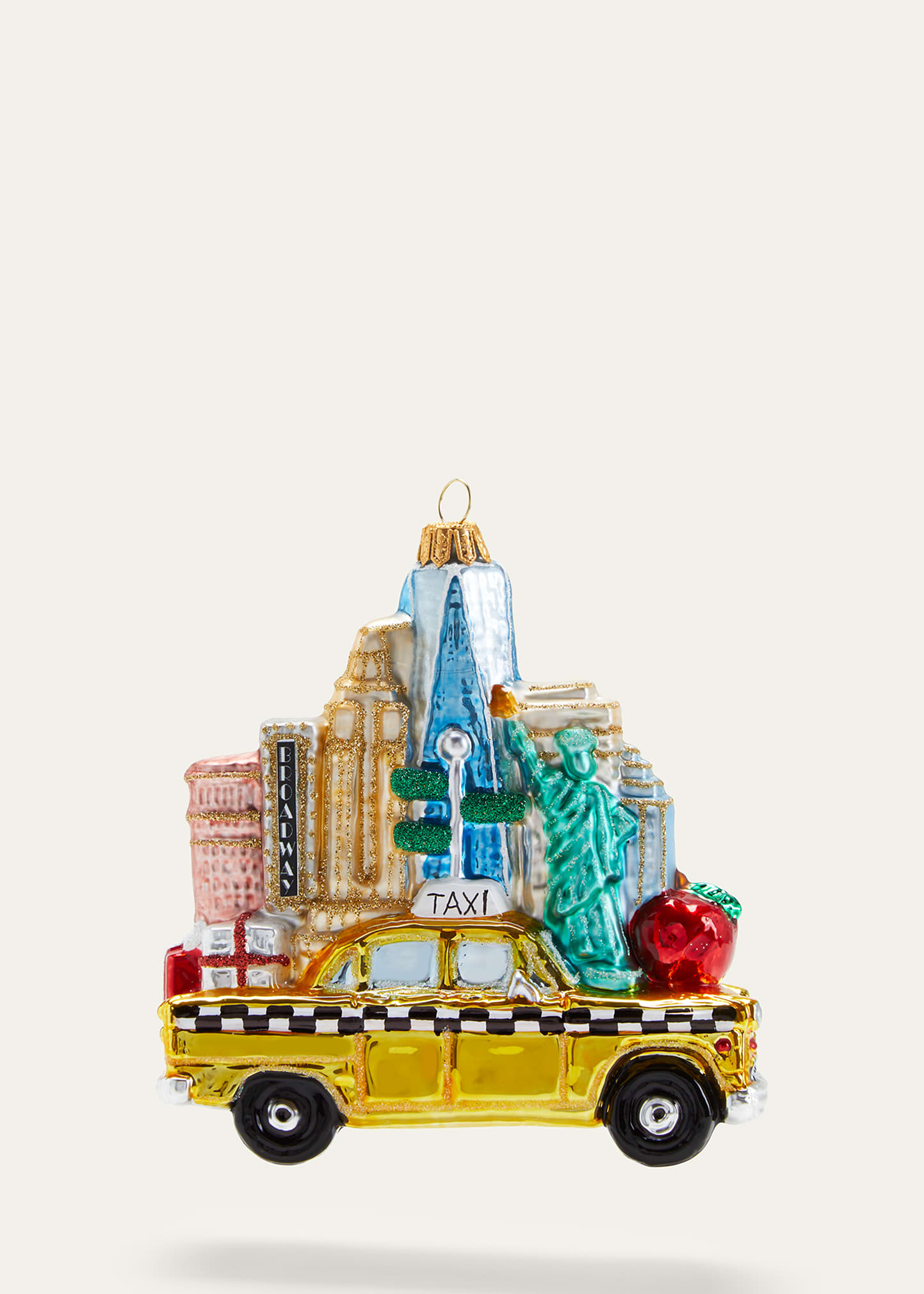 Exclusive Nyc Taxi With Buildings Christmas Ornament