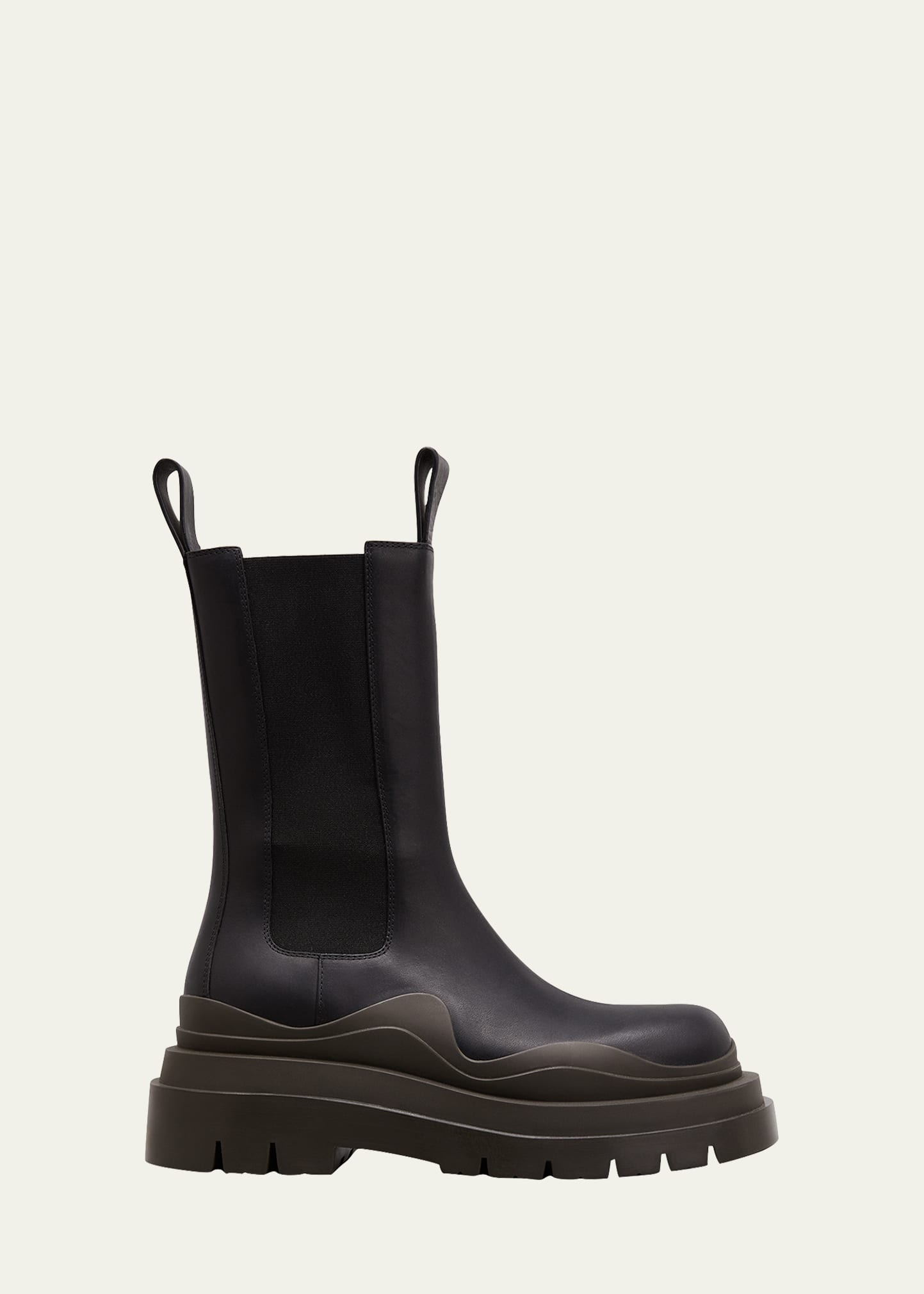 Bottega Veneta The Tire Leather Boot In Black/brown
