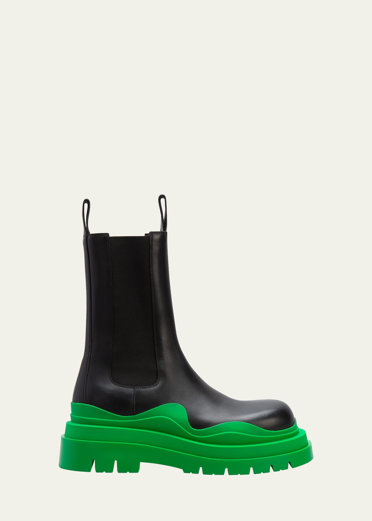Bottega Veneta Tire Rubber-trimmed Leather Chelsea Boots In Black/green ...