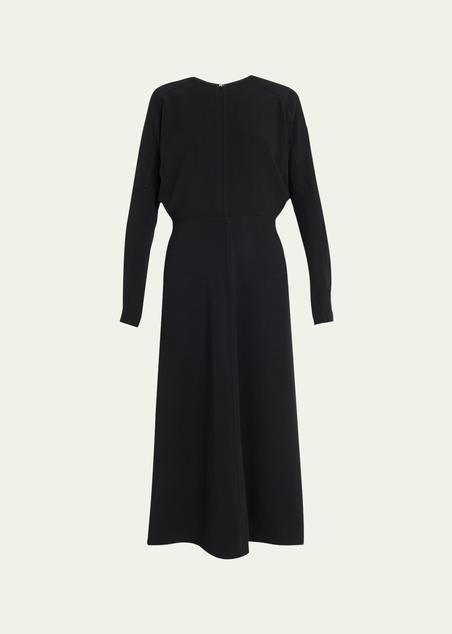 Victoria Beckham Dolman Long Sleeve Cady Midi Dress In Black