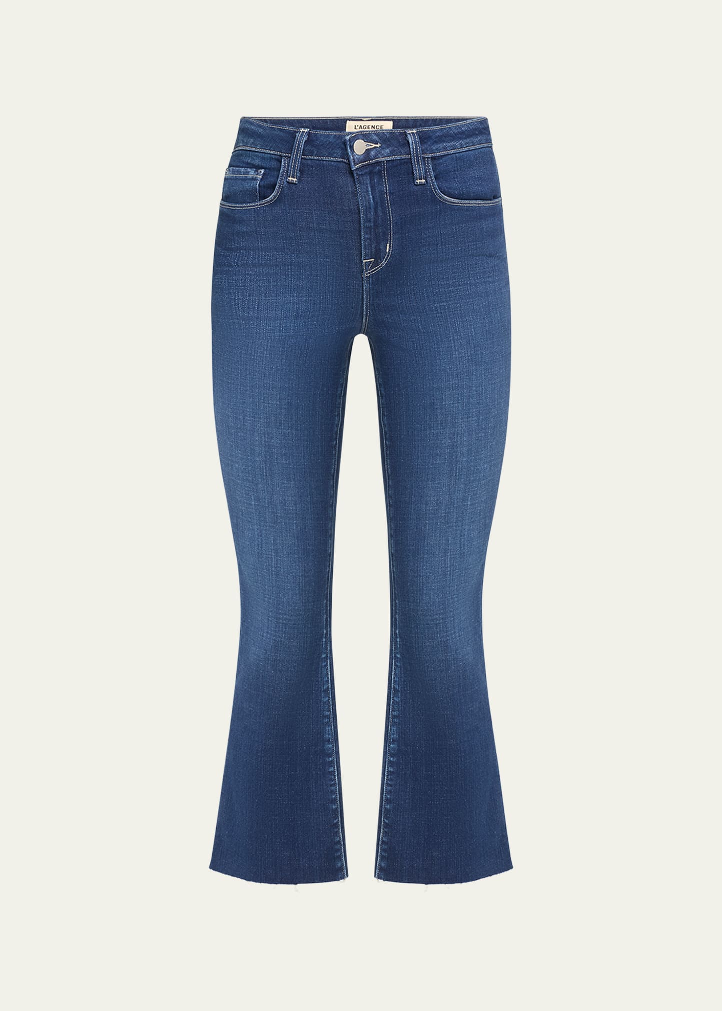 L Agence Kendra High-rise Crop Flare Jeans With Raw Hem In Sutton