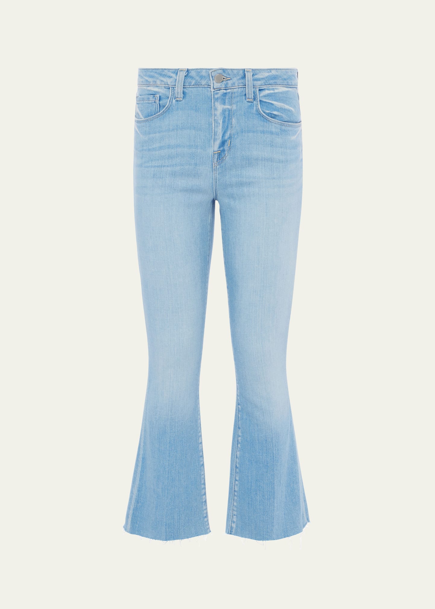 Kendra High-Rise Crop Flare Jeans with Raw Hem