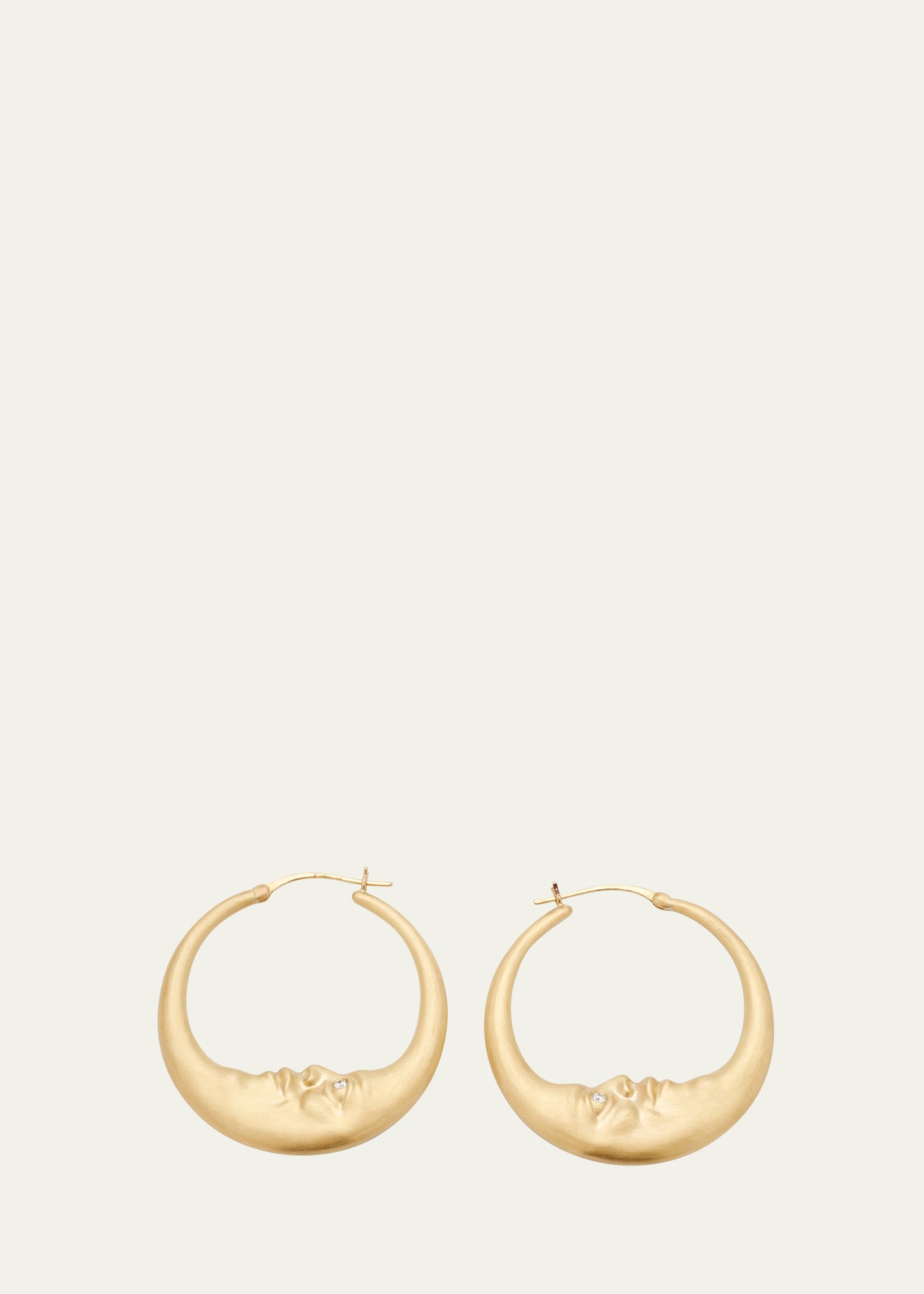 40mm Crescent Moon Hoop Earrings in 18k Gold