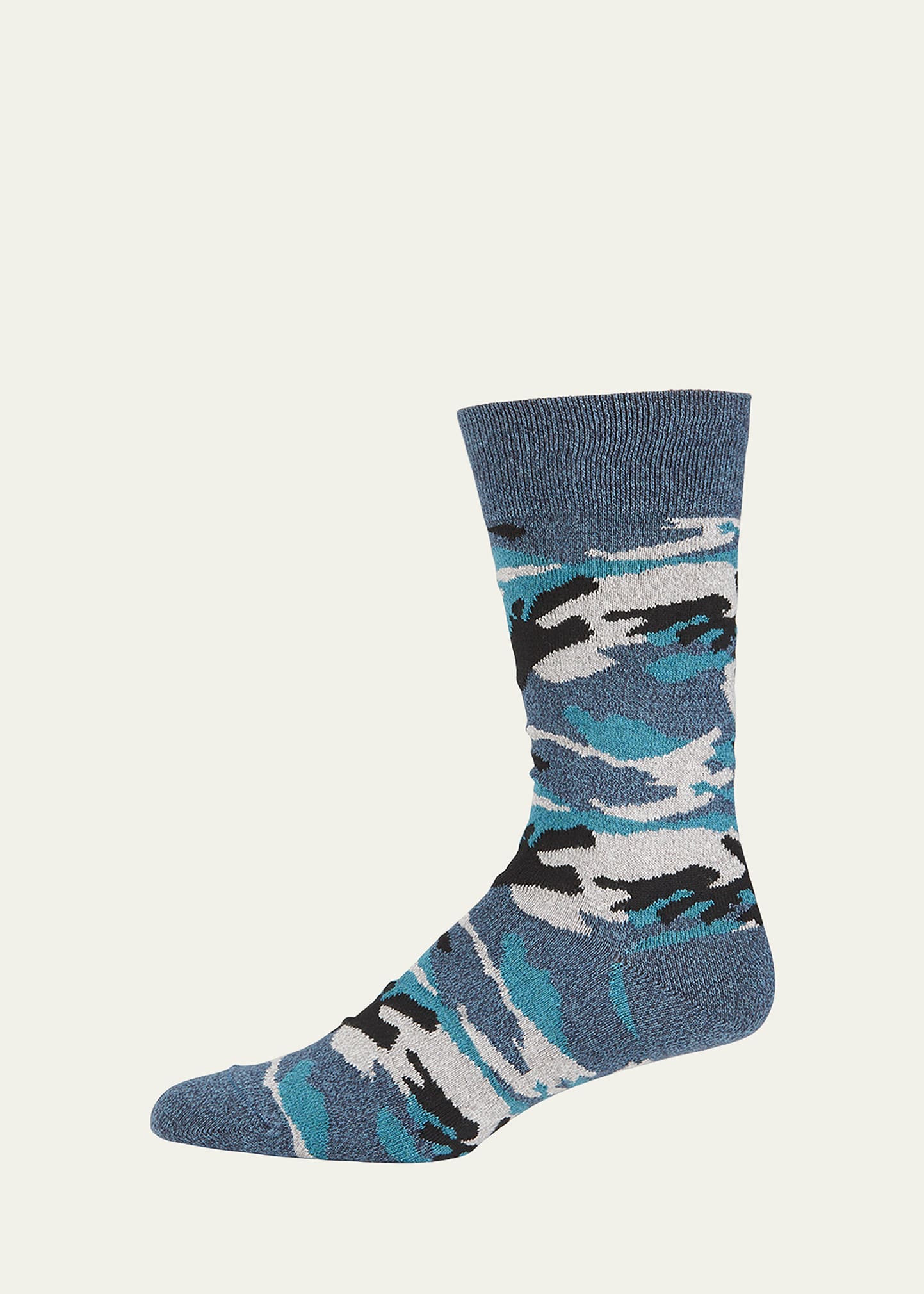 Beams Men's Camo Knit Socks In Blue