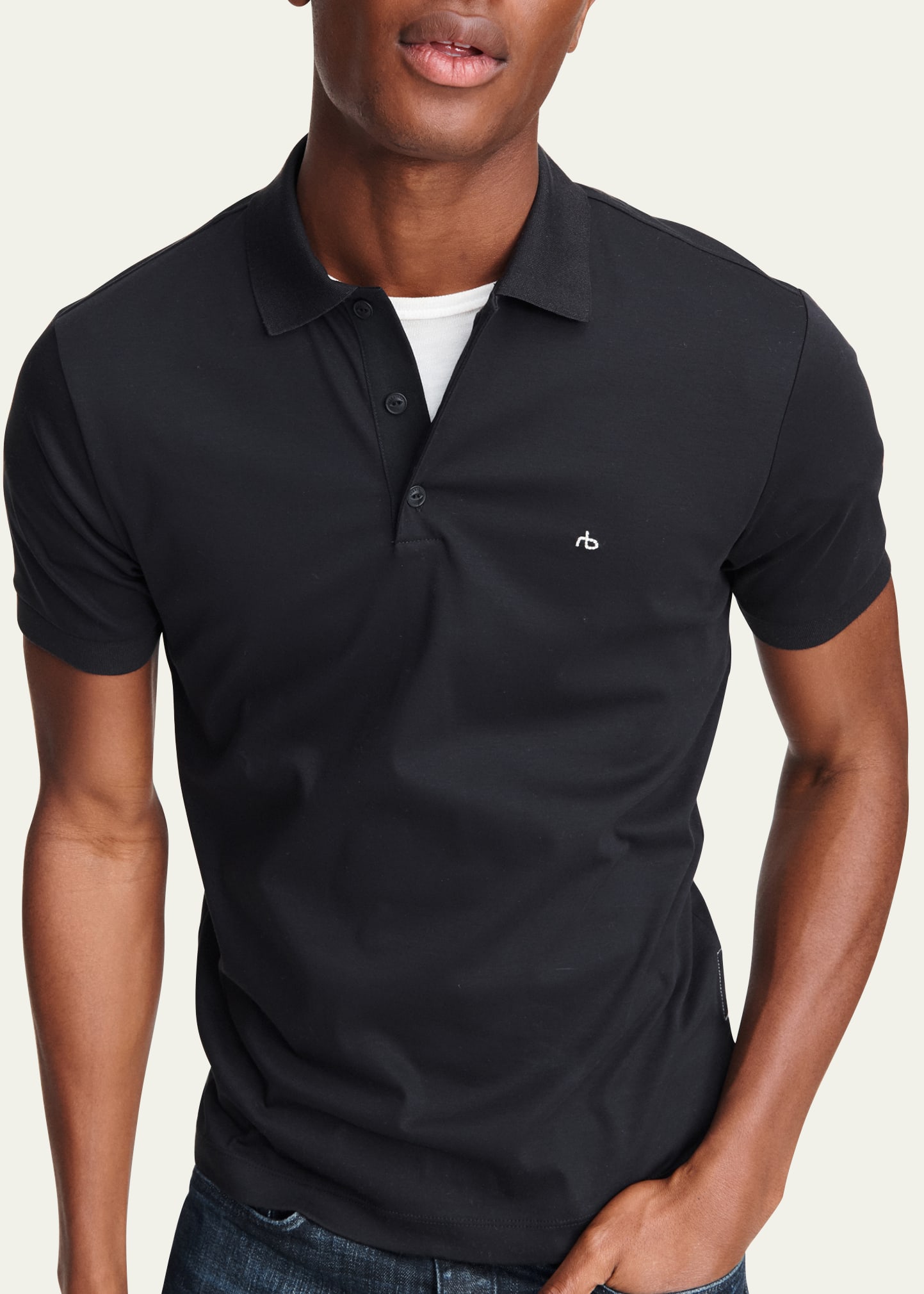 Rag & Bone Men's Interlock Cotton Polo Shirt In Black