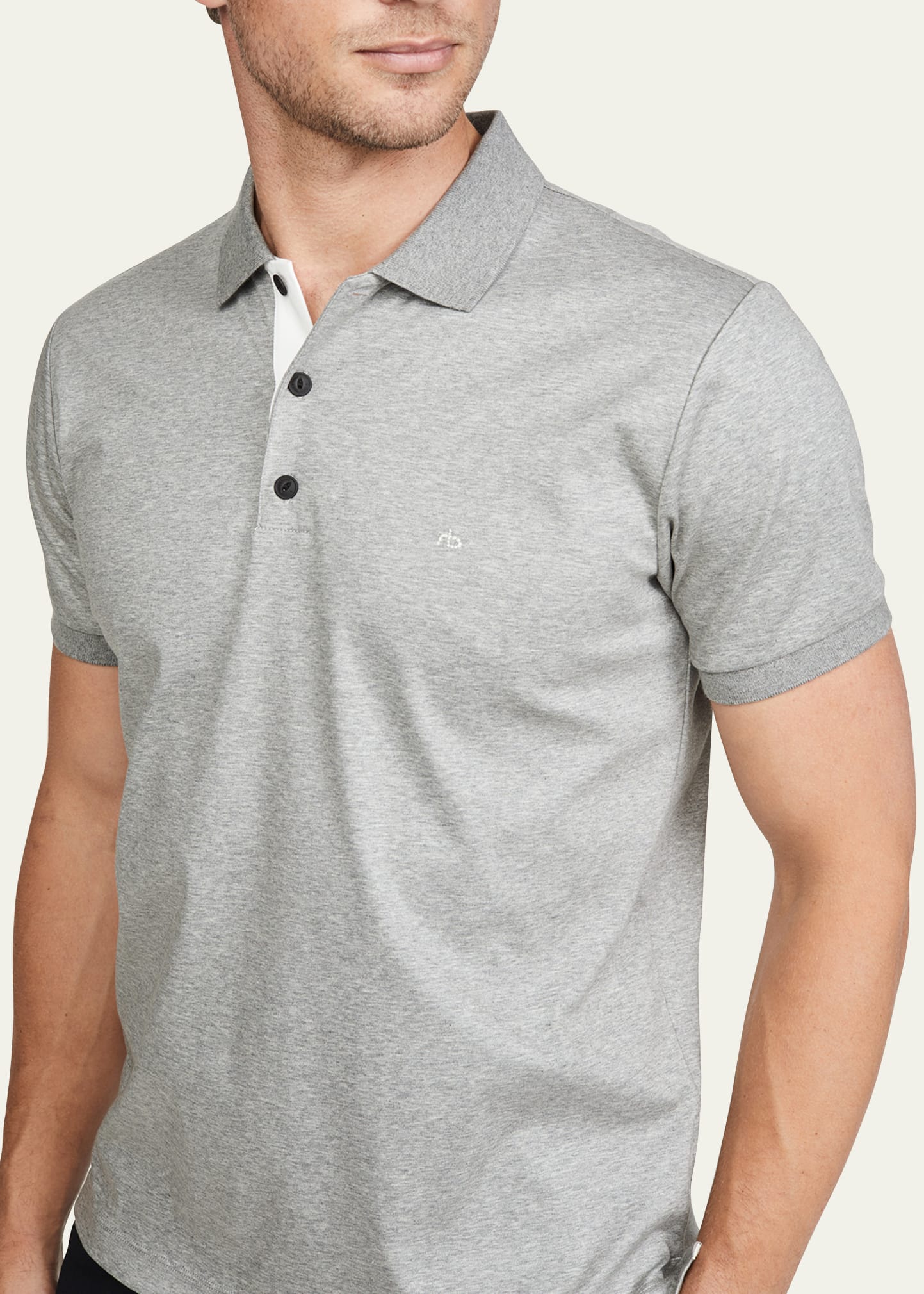 Rag & Bone Interlock Slim Fit Heathered Polo Shirt In Heather Gray