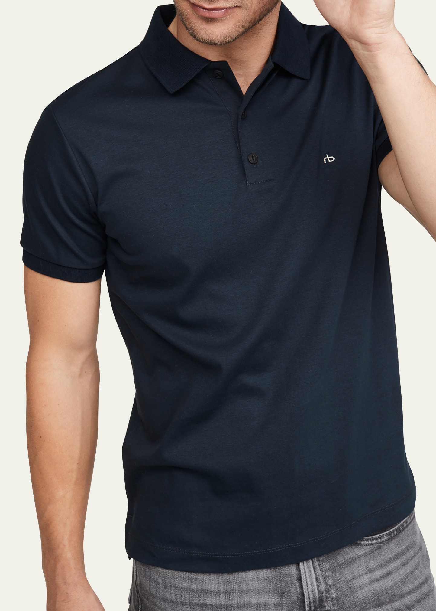 Rag & Bone Men's Interlock Cotton Polo Shirt In Navy