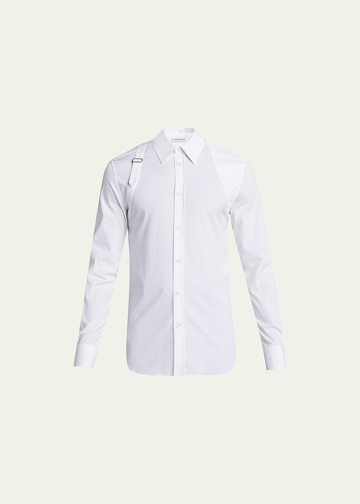 Alexander Mcqueen Men's Harness Sport Shirt W/ Strap In White