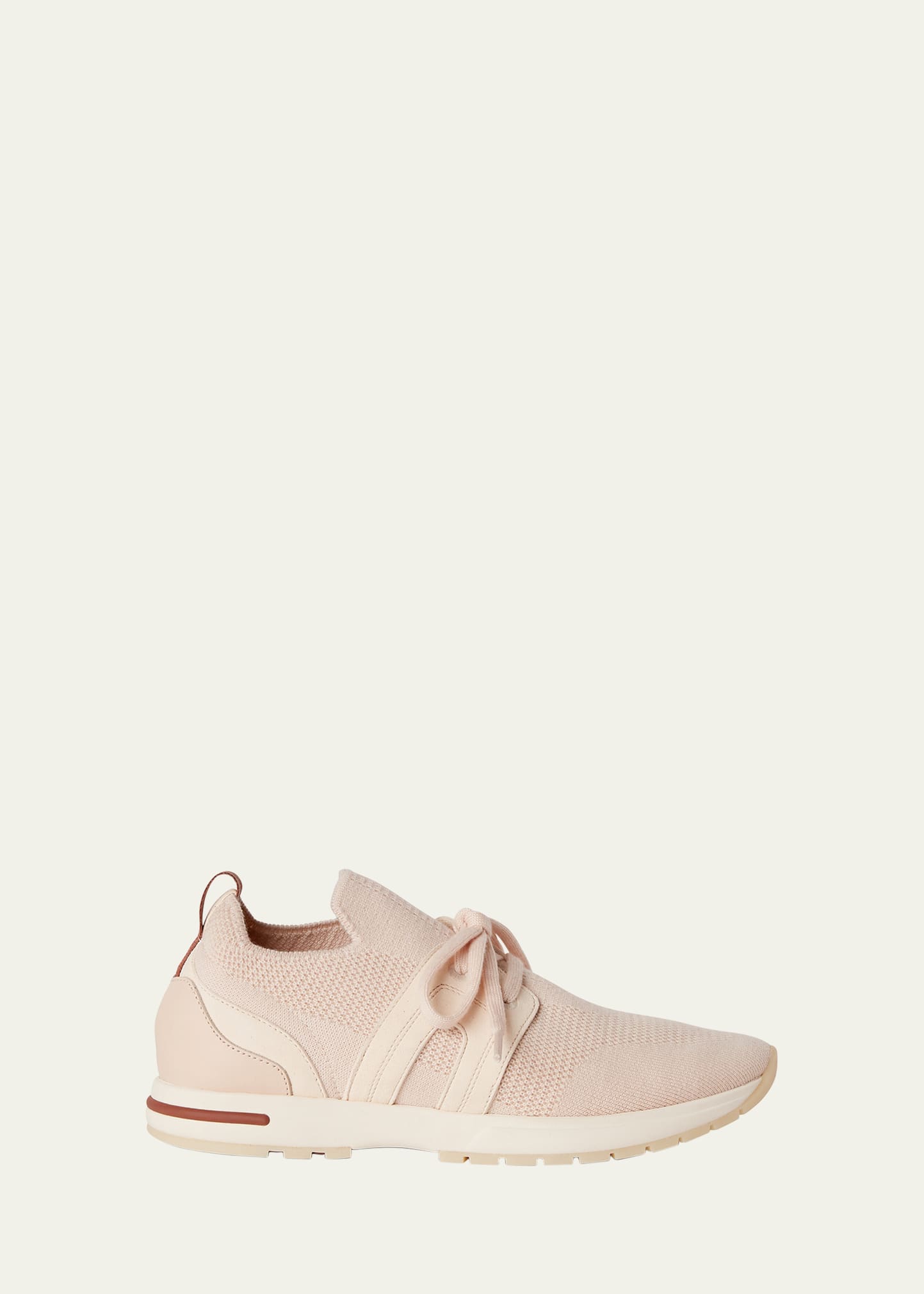 Shop Loro Piana Knit Lace-up Runner Sneakers In A0dl Lotus Root