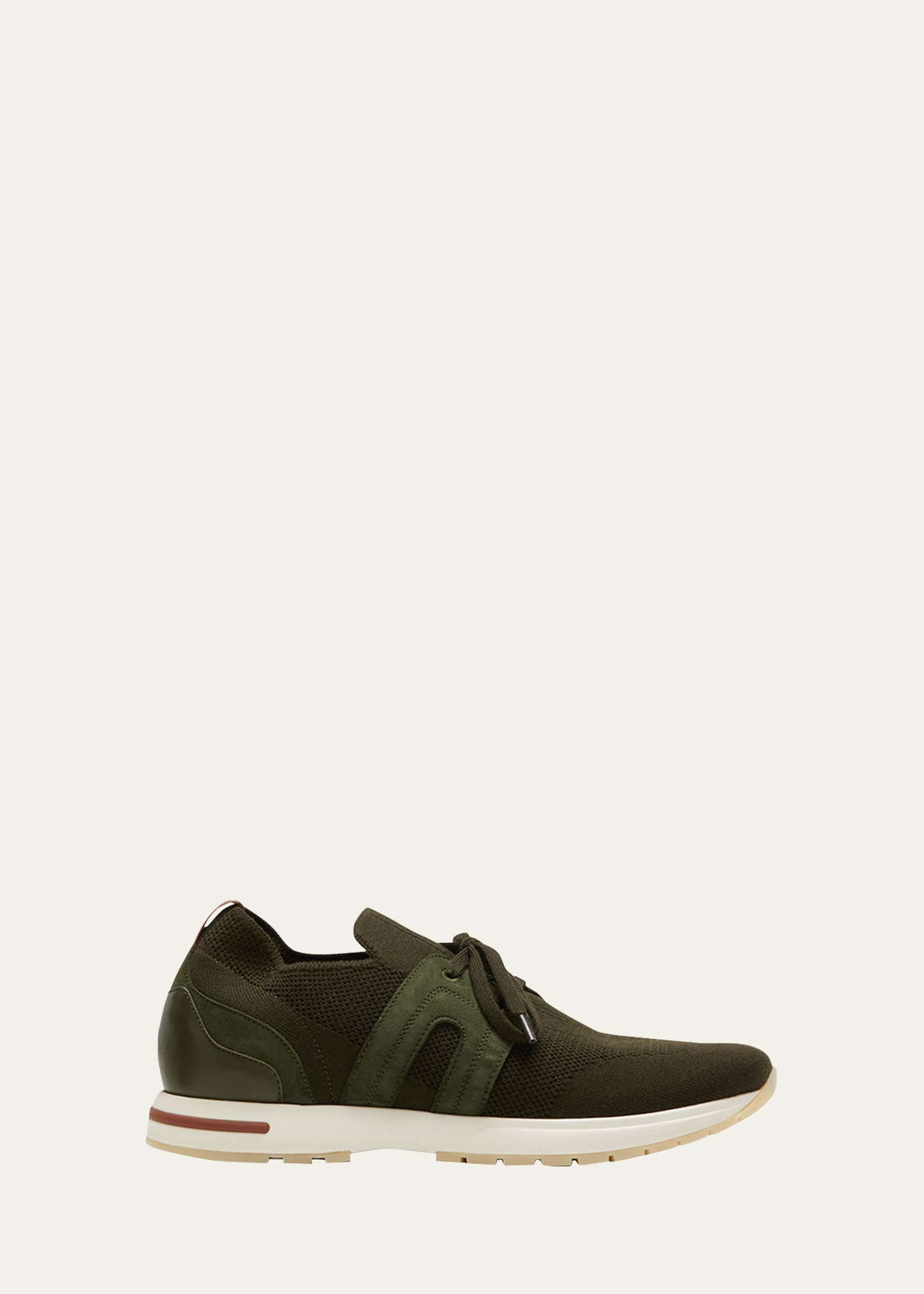 Loro Piana Knit Lace-up Runner Sneakers In 5863 Green