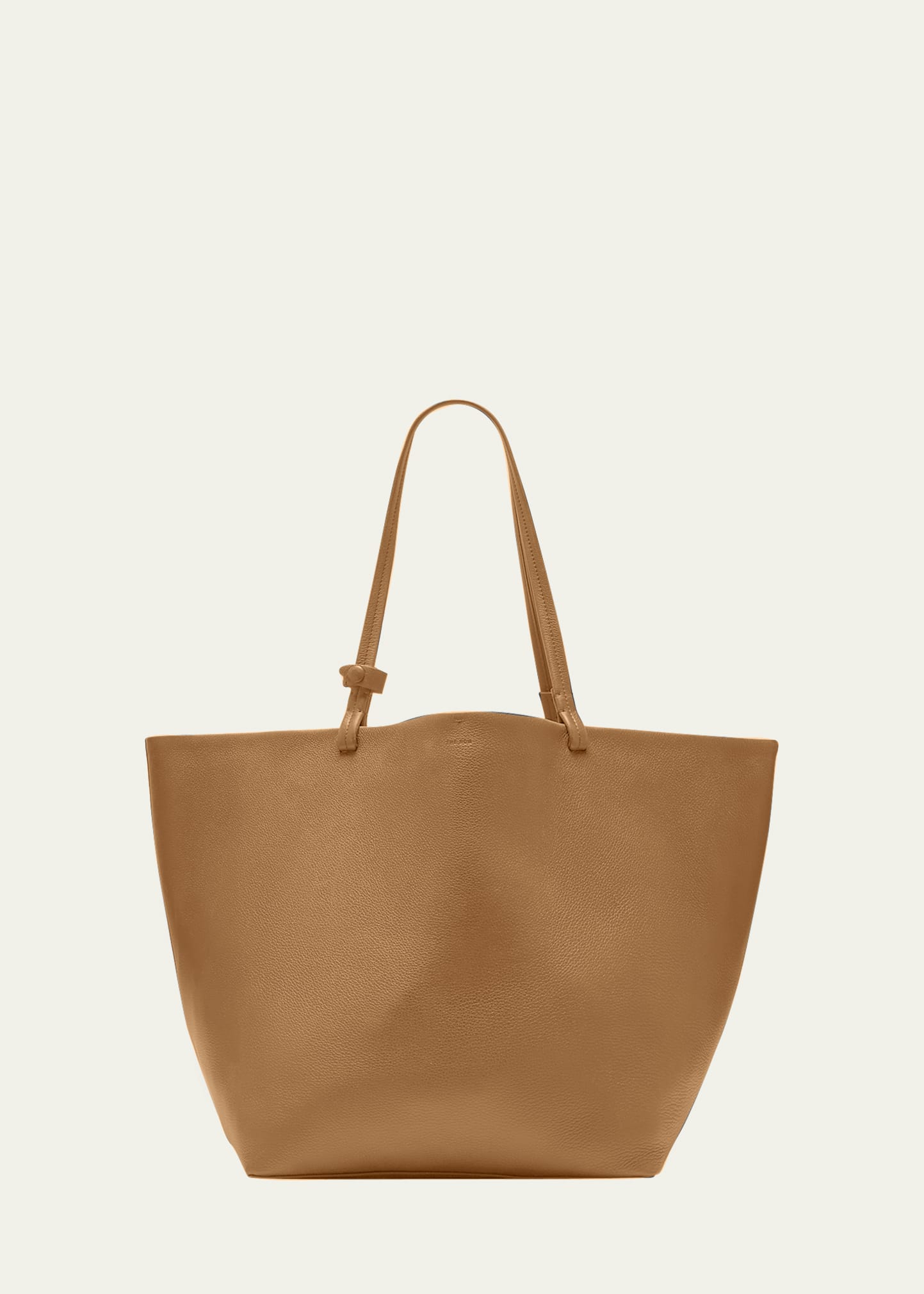 The Row Park Leather Shopper Tote Bag In Brown