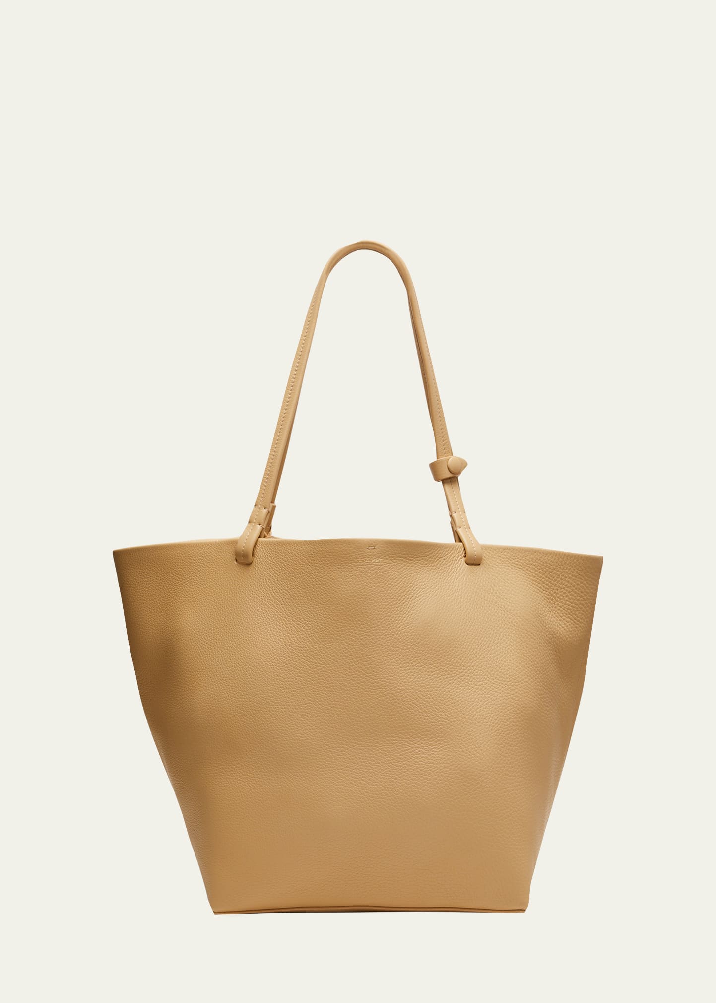 The Row Park Leather Shopper Tote Bag In Beige Shg