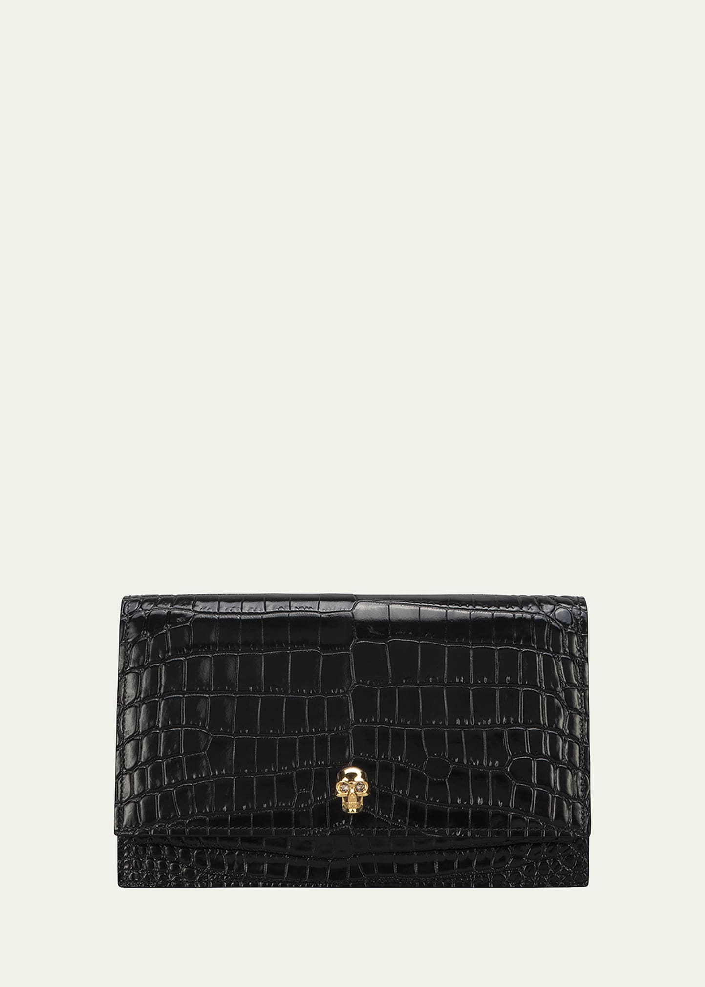 Alexander Mcqueen Medium Mock-croc Skull Shoulder Bag In Black