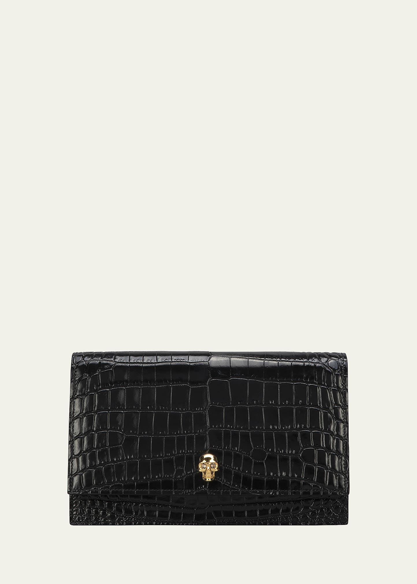 Medium Mock-Croc Skull Shoulder Bag