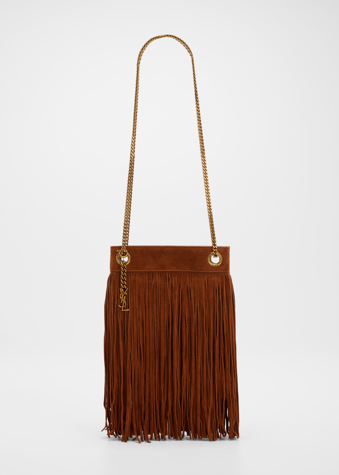 Saint Laurent Grace Small Ysl Fringe Suede Chain Hobo Bag In Red | ModeSens