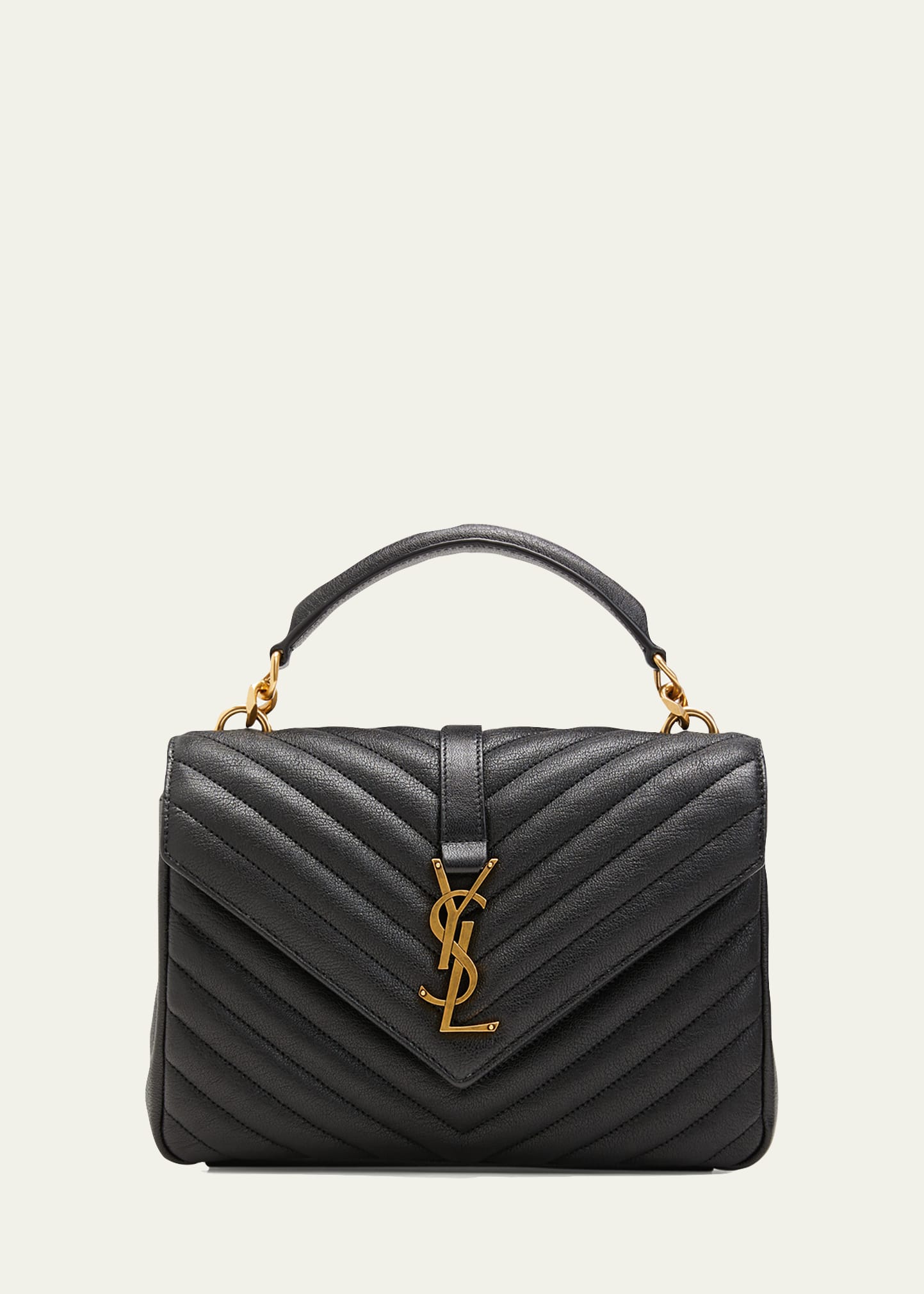 Saint Laurent Medium College Matelasse Chevron Monogram black messenger Bag