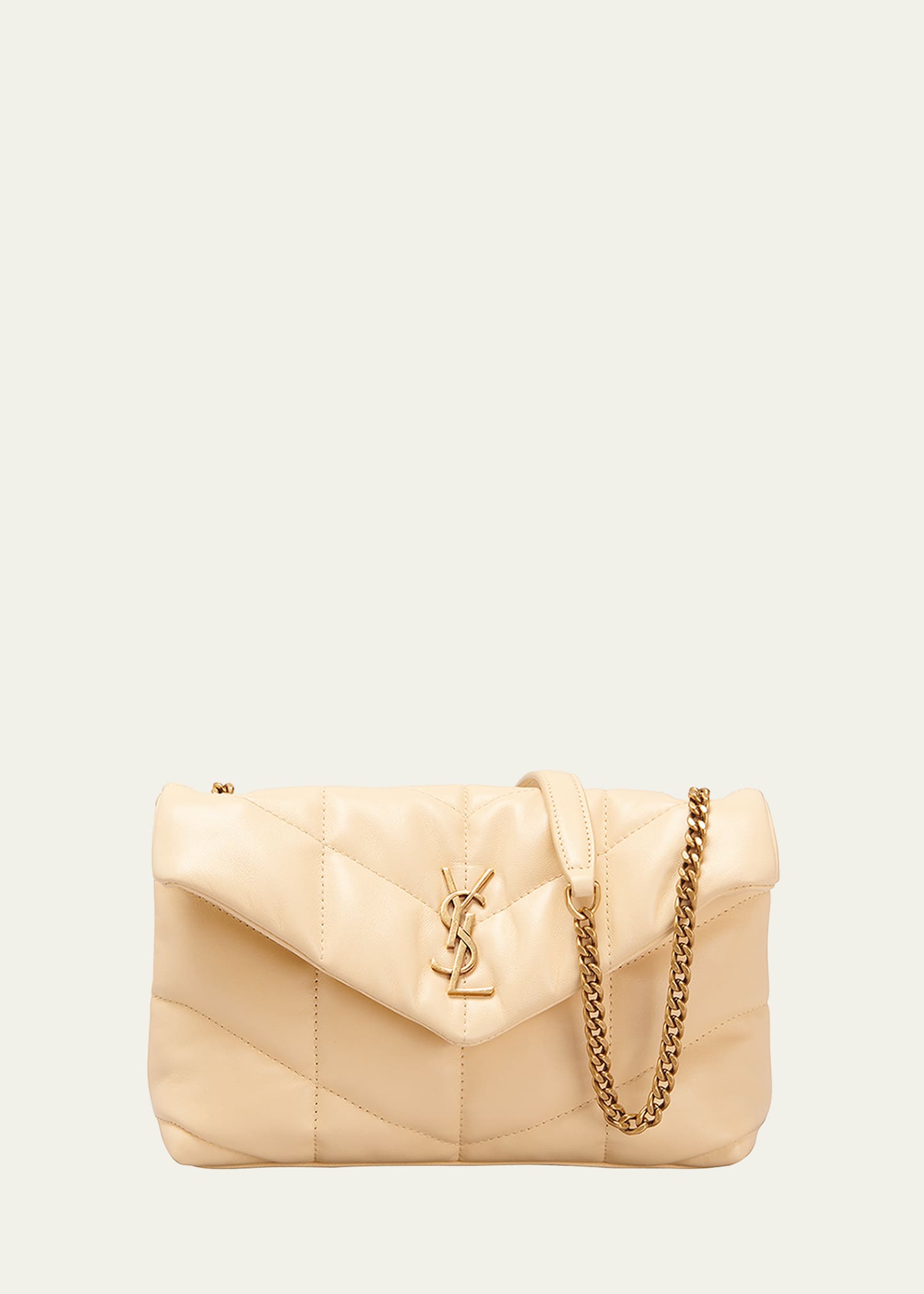 Saint Laurent Loulou Toy Ysl Puffer Quilted Lambskin Crossbody Bag In Jaune Pale ModeSens