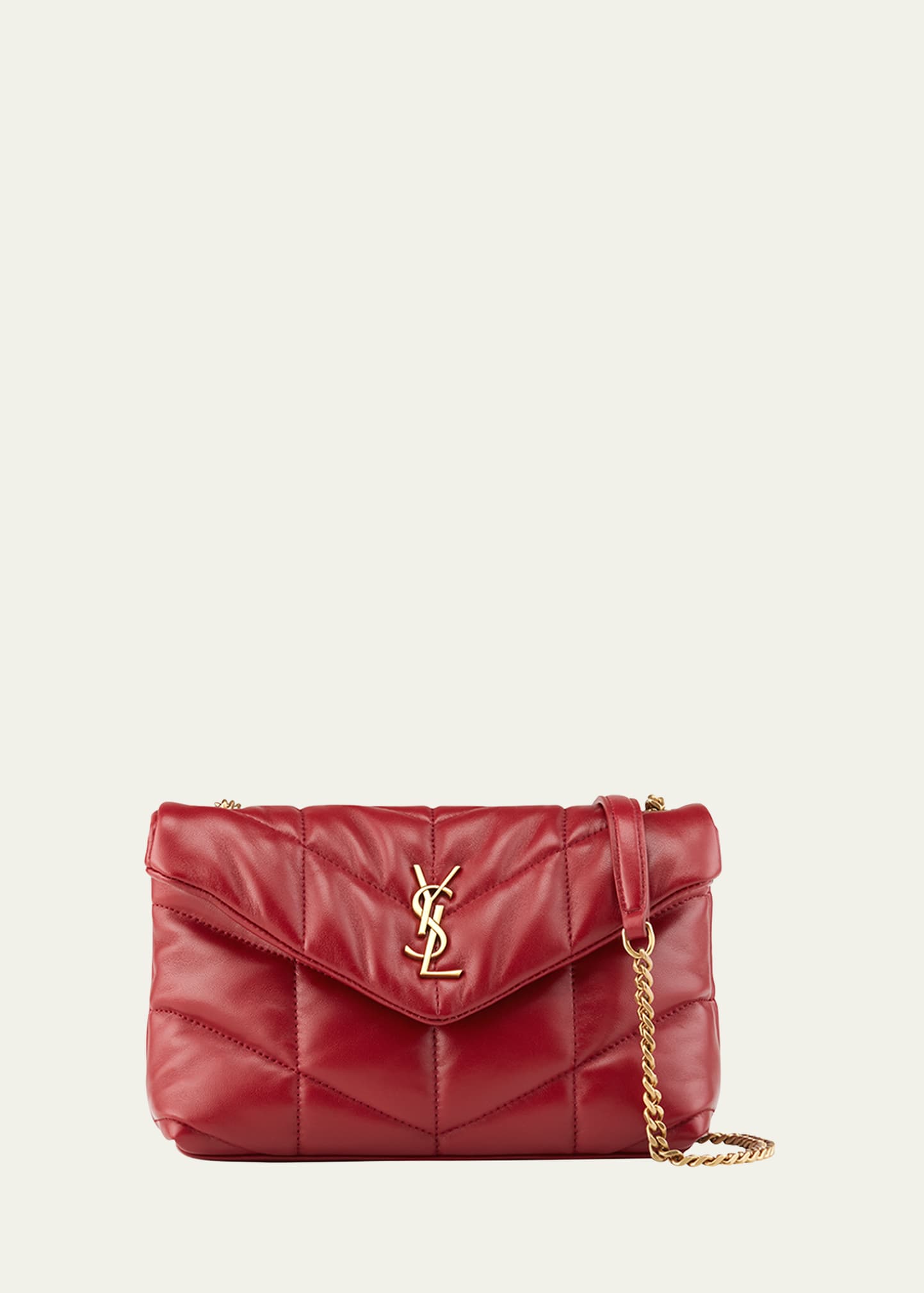 Saint Laurent Loulou Toy Ysl Puffer Quilted Lambskin Crossbody Bag In Pistache