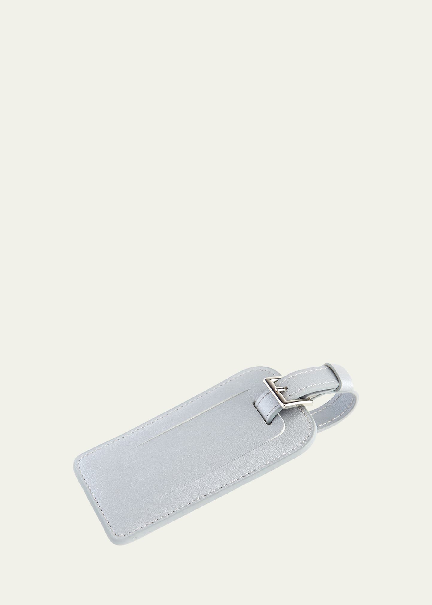 Leather Luggage Tag with Silver Hardware
