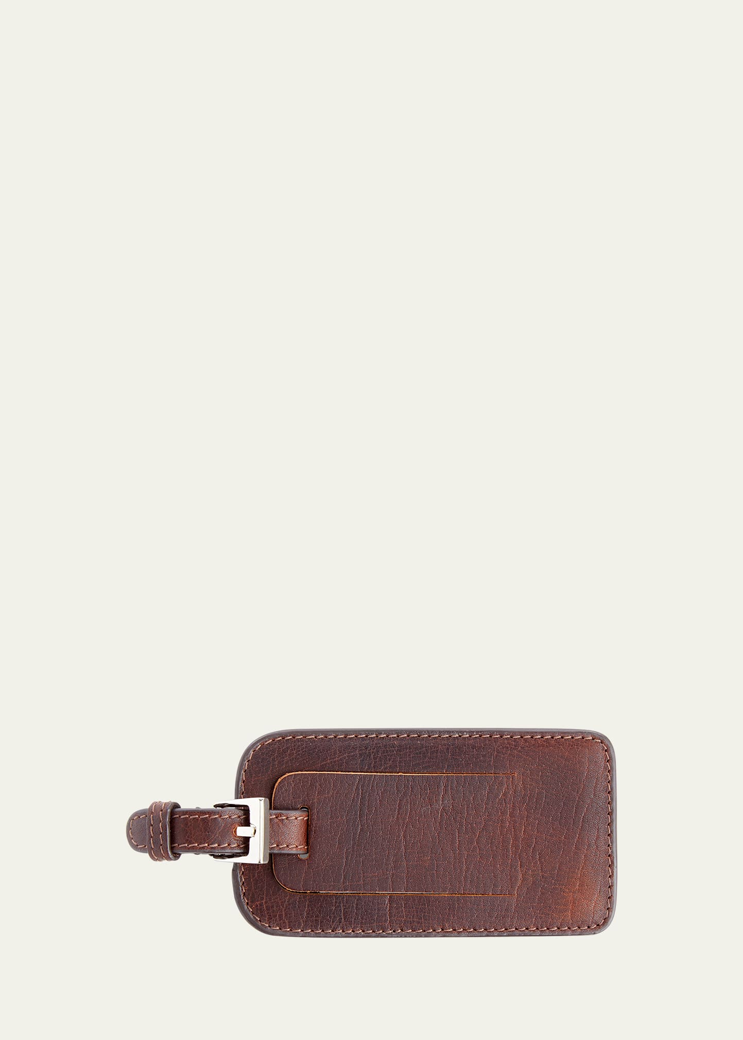 Shop Royce New York Leather Luggage Tag With Silver Hardware In Brown