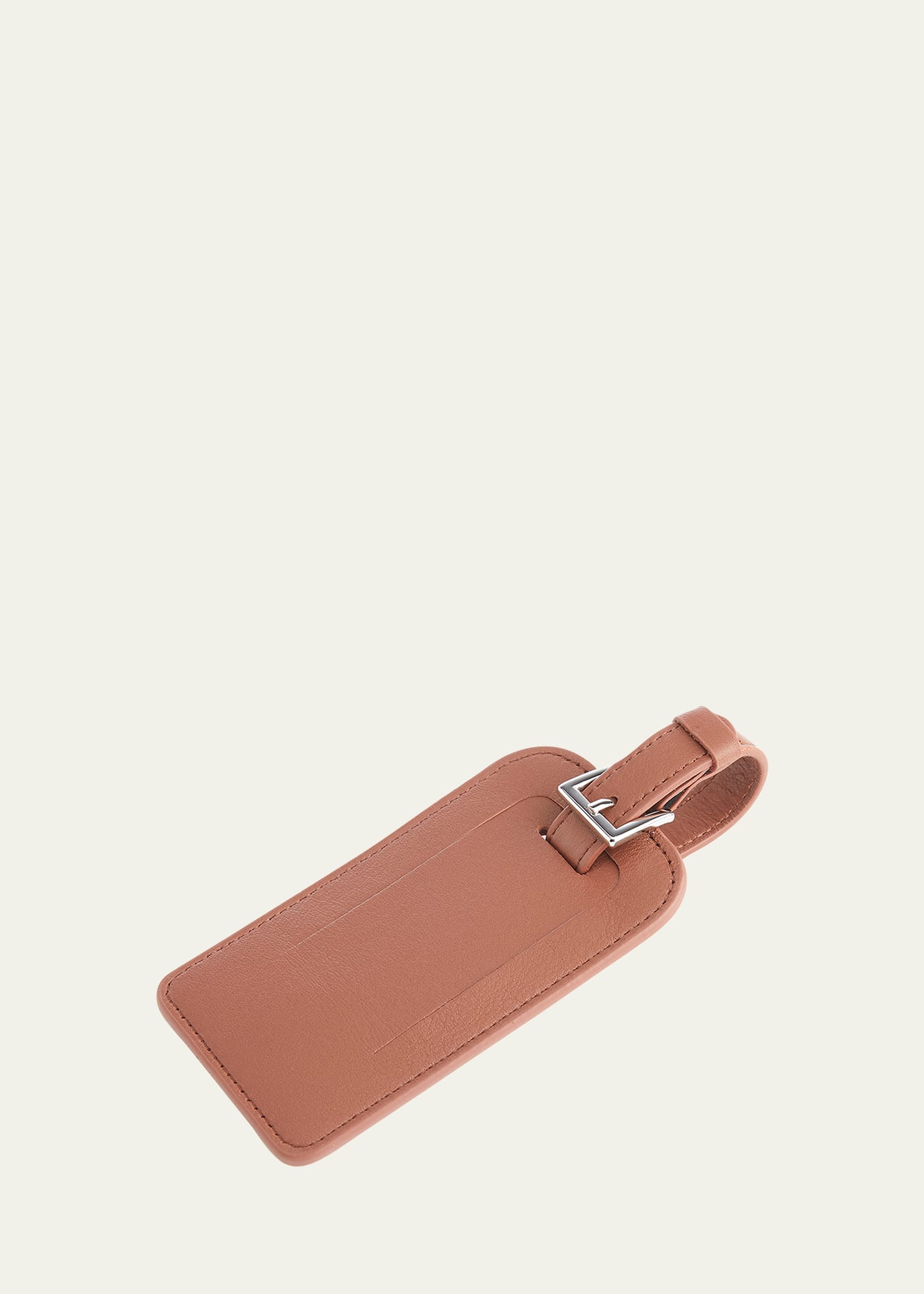 Royce New York Leather Luggage Tag With Silver Hardware In Tan