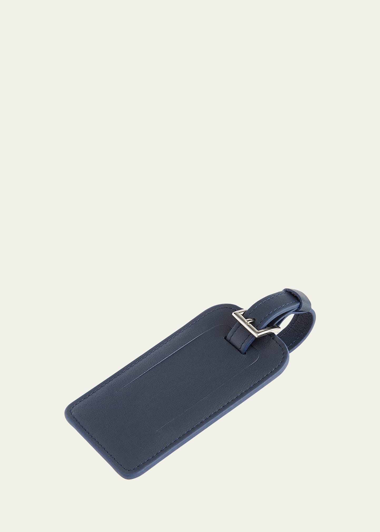 Royce New York Leather Luggage Tag With Silver Hardware In Navy Blue