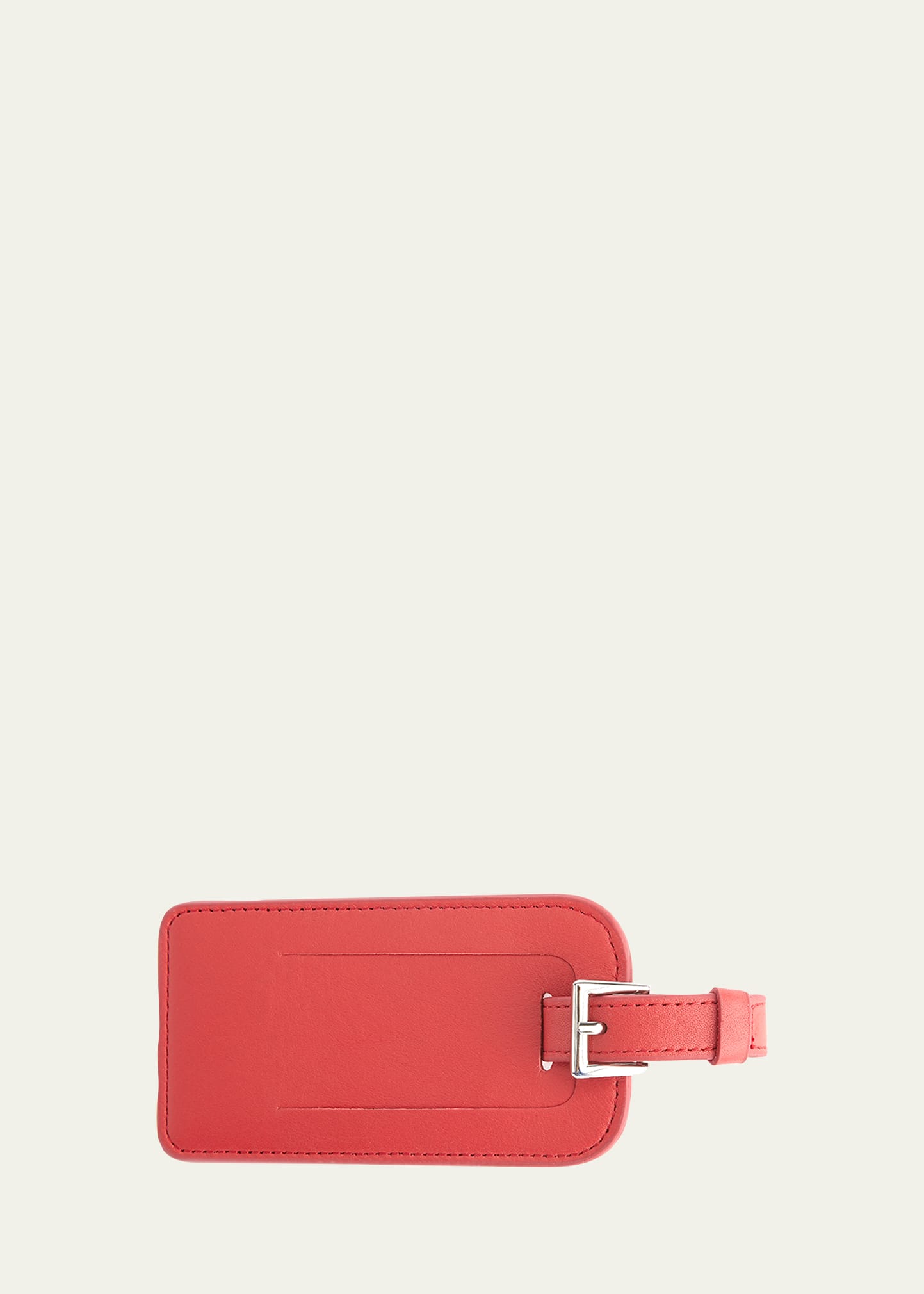 Leather Luggage Tag With Silver Hardware In Red