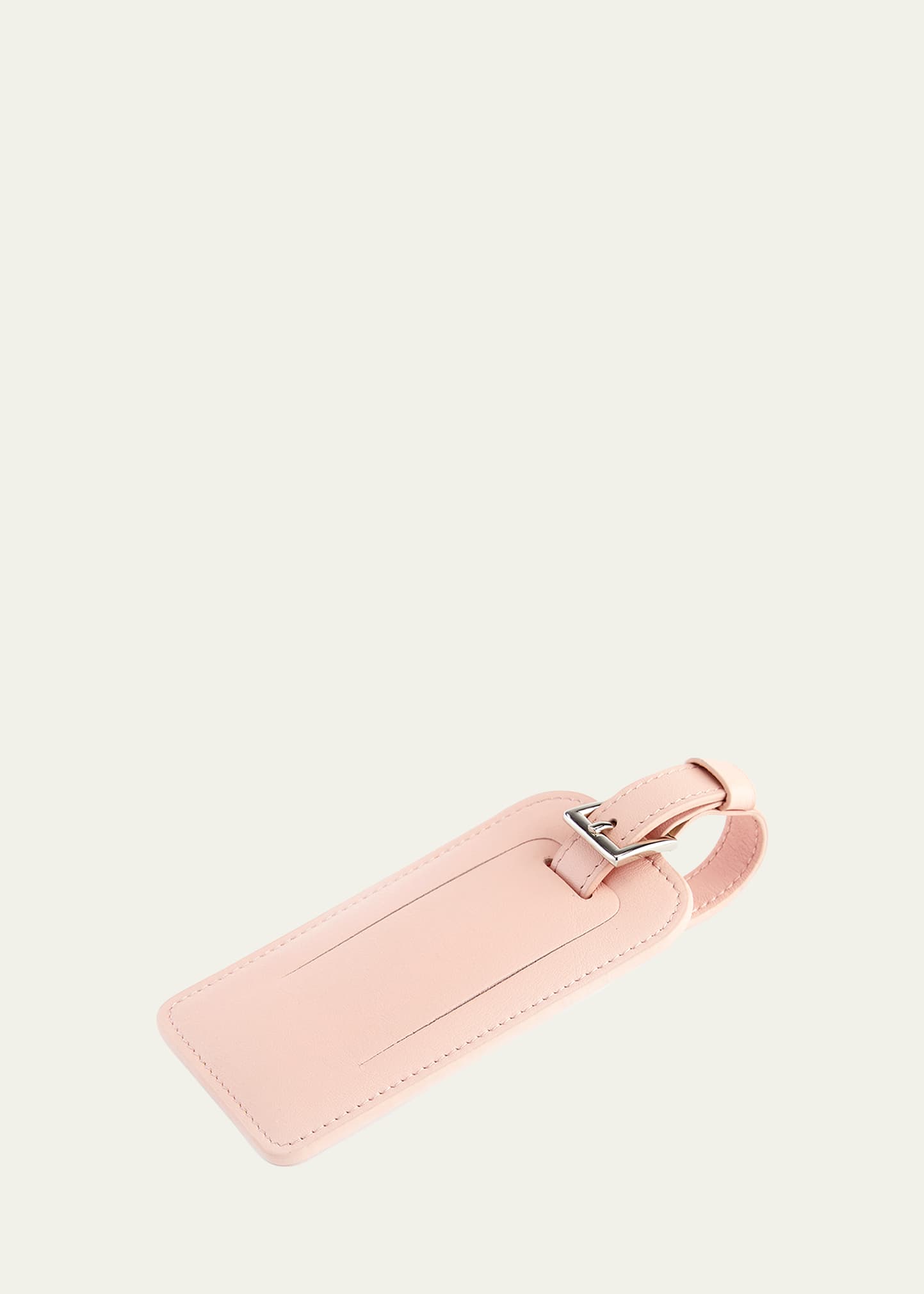 Royce New York Leather Luggage Tag With Silver Hardware In Blush Pink