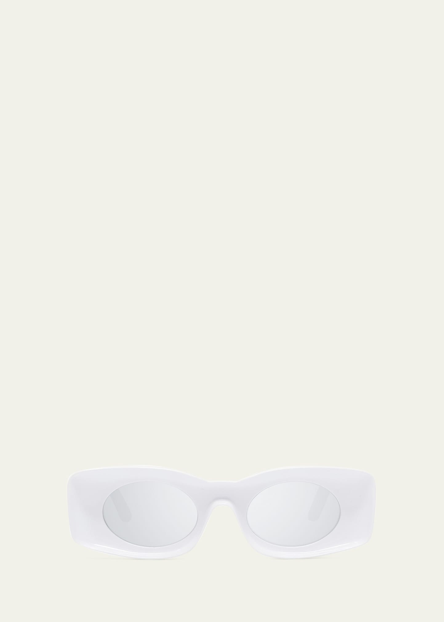 Loewe Two-tone Acetate Inset Oval Sunglasses In White