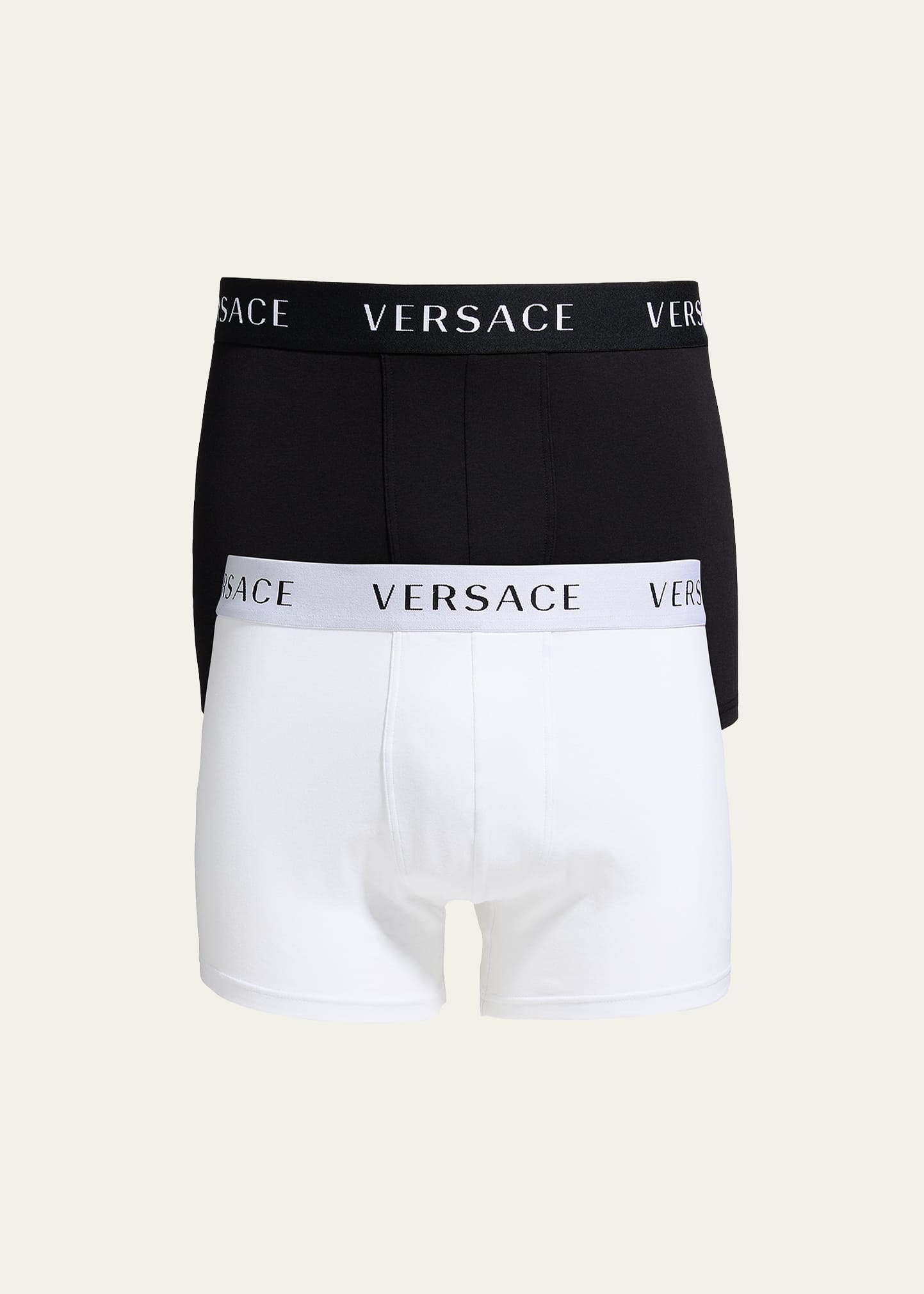 Versace Men's 2-pack Long Boxer Briefs In Black/white