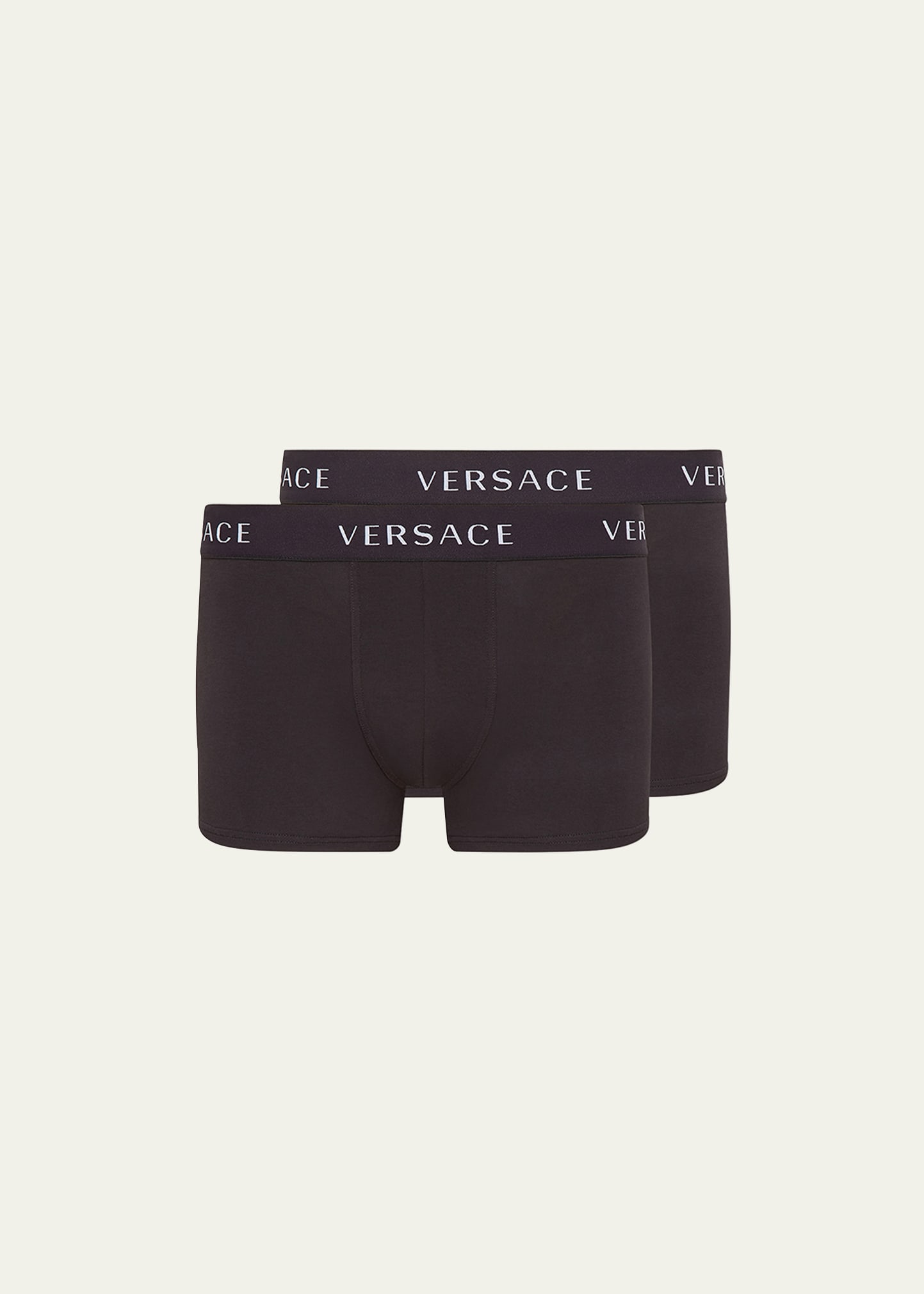 Versace Men's 2-pack Long Boxer Briefs In Black