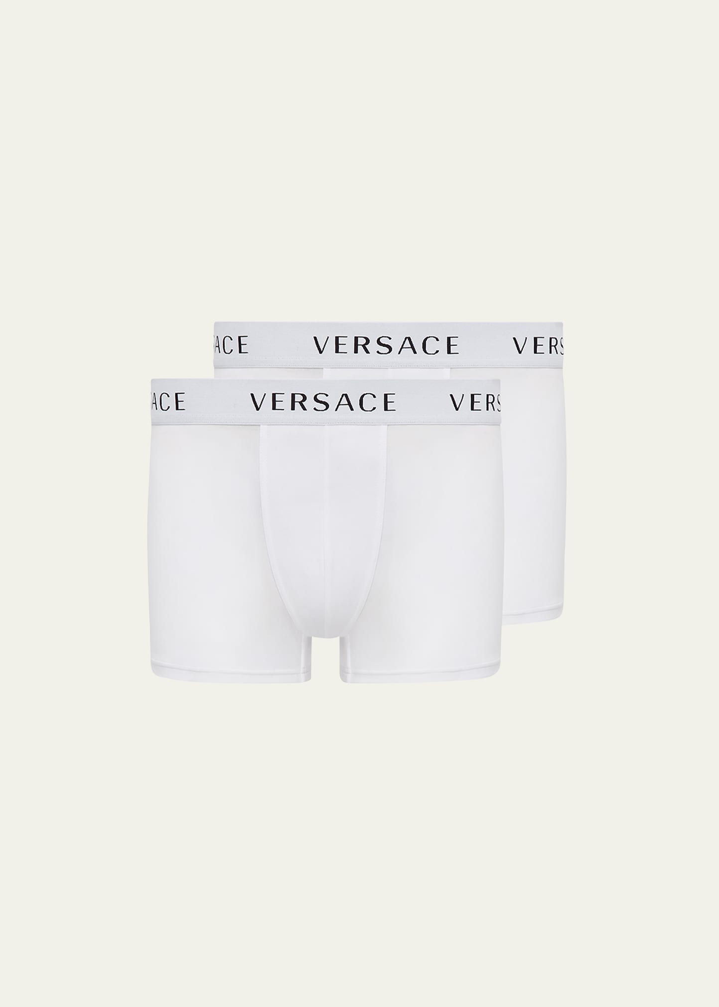 Versace Men's 2-pack Long Boxer Briefs In White