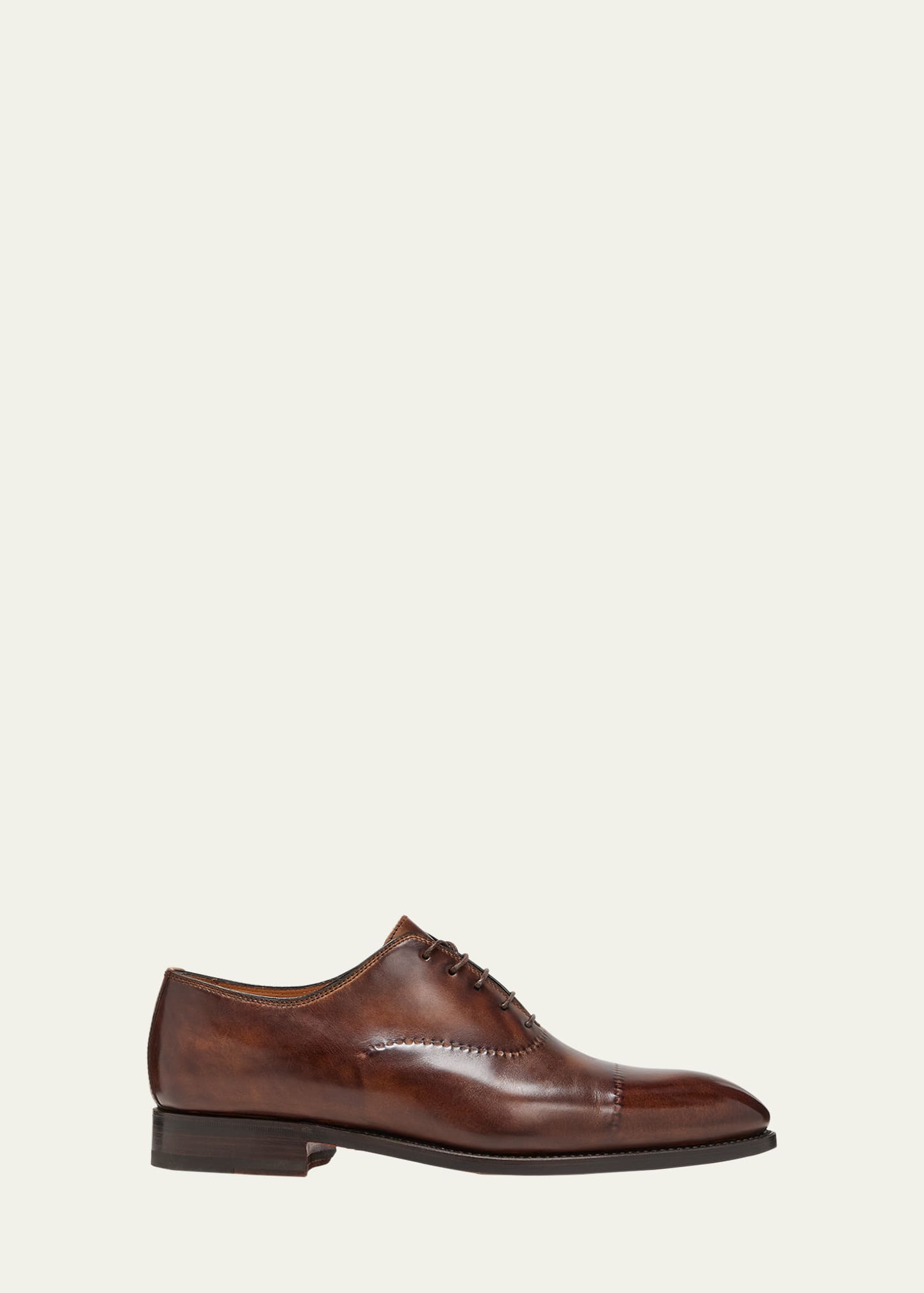 Bontoni Men's Vittorio Reverse Stitch Cap-toe Oxfords In Medium Chocolate