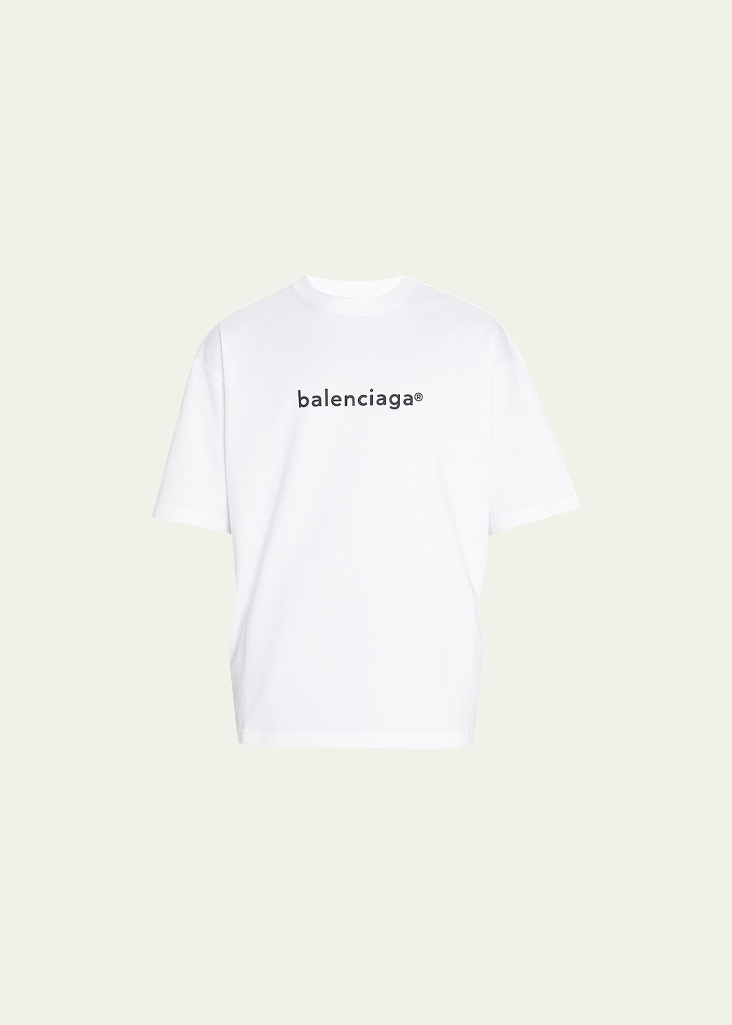Balenciaga Men's Copyright Logo T-shirt In Blanc/noir