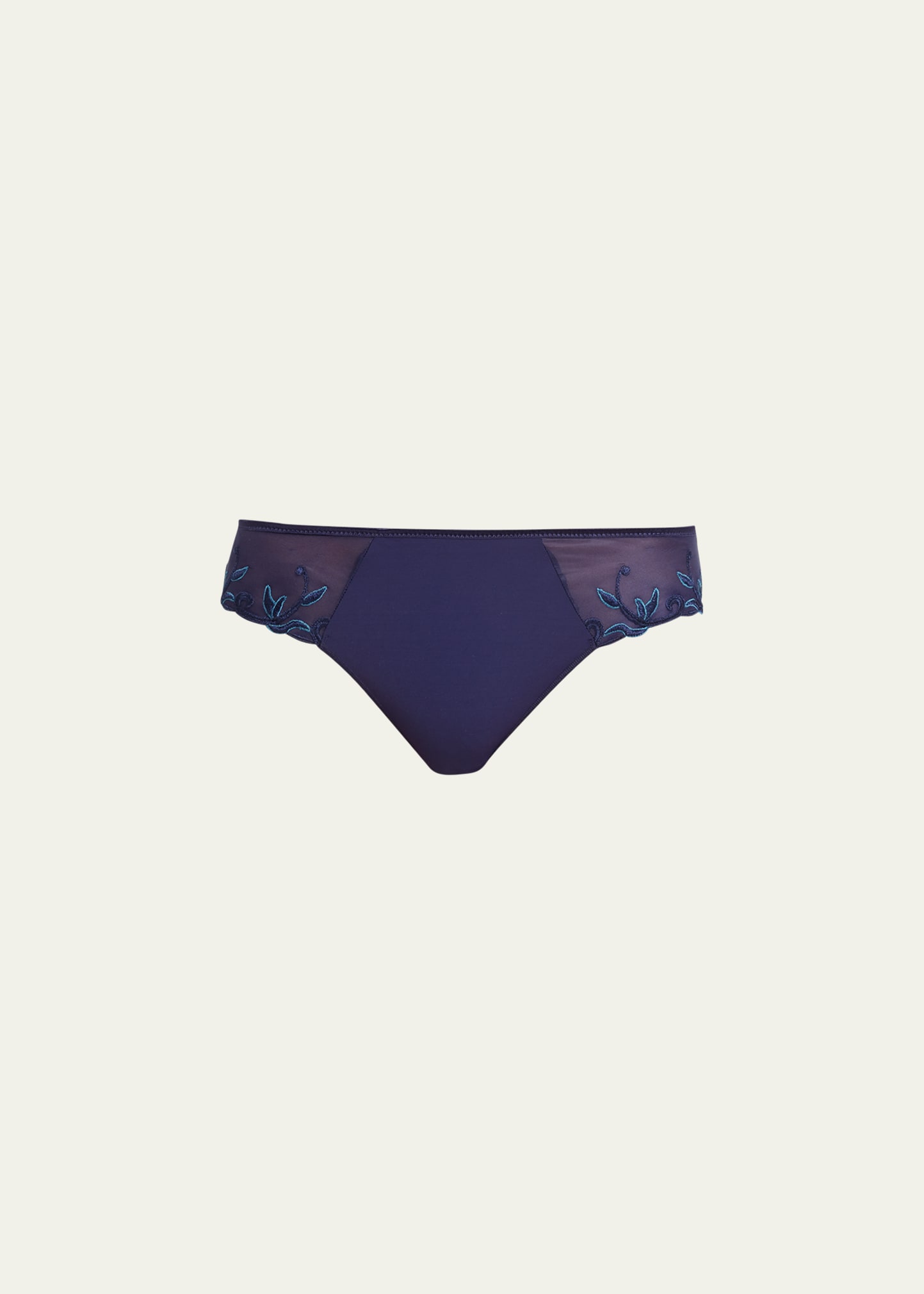 Simone Perele Andora Embroidered Mesh Bikini In Midnight