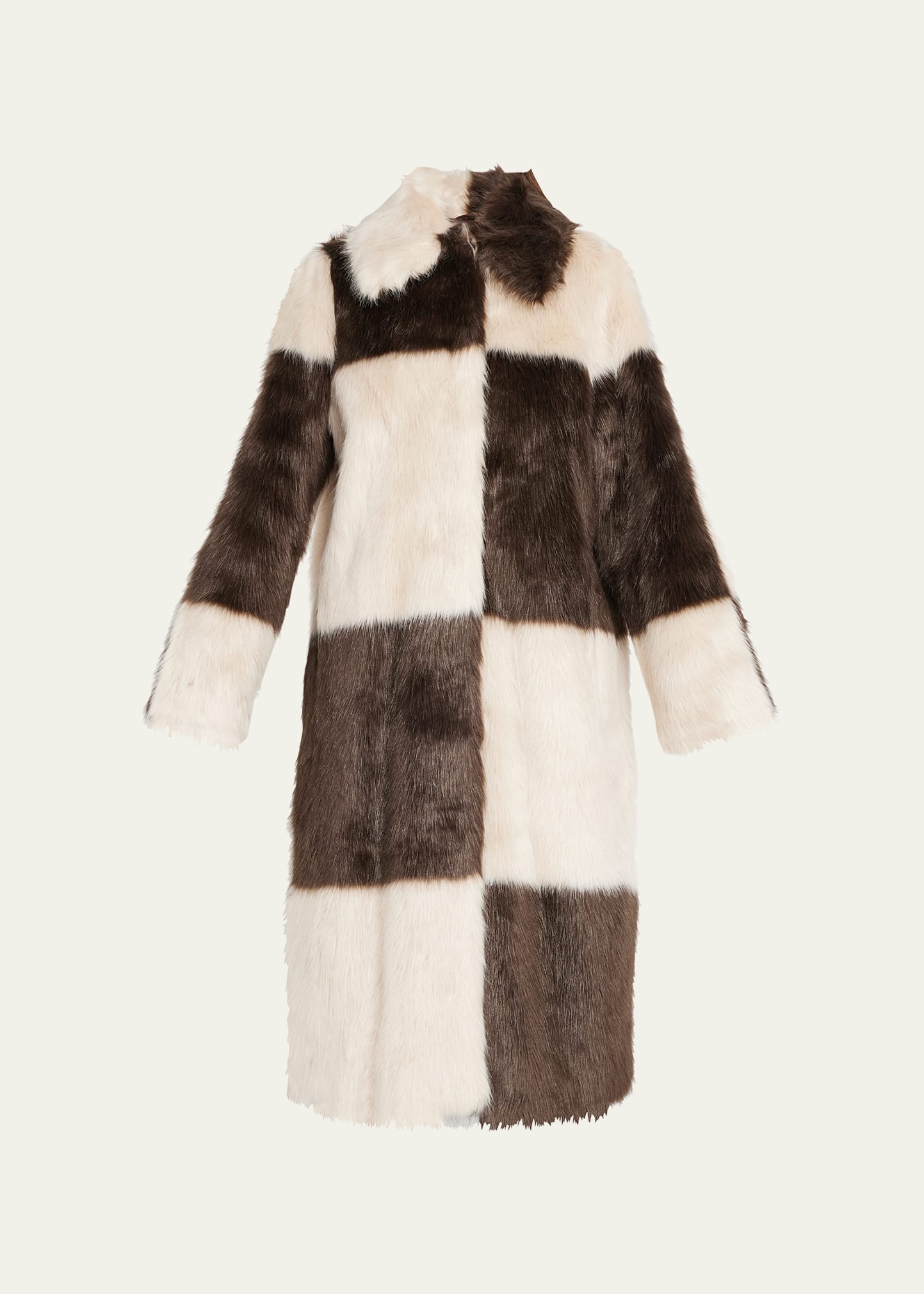 Stand Studio Nino Checked Faux-shearling Coat In Brownbeige Os Che