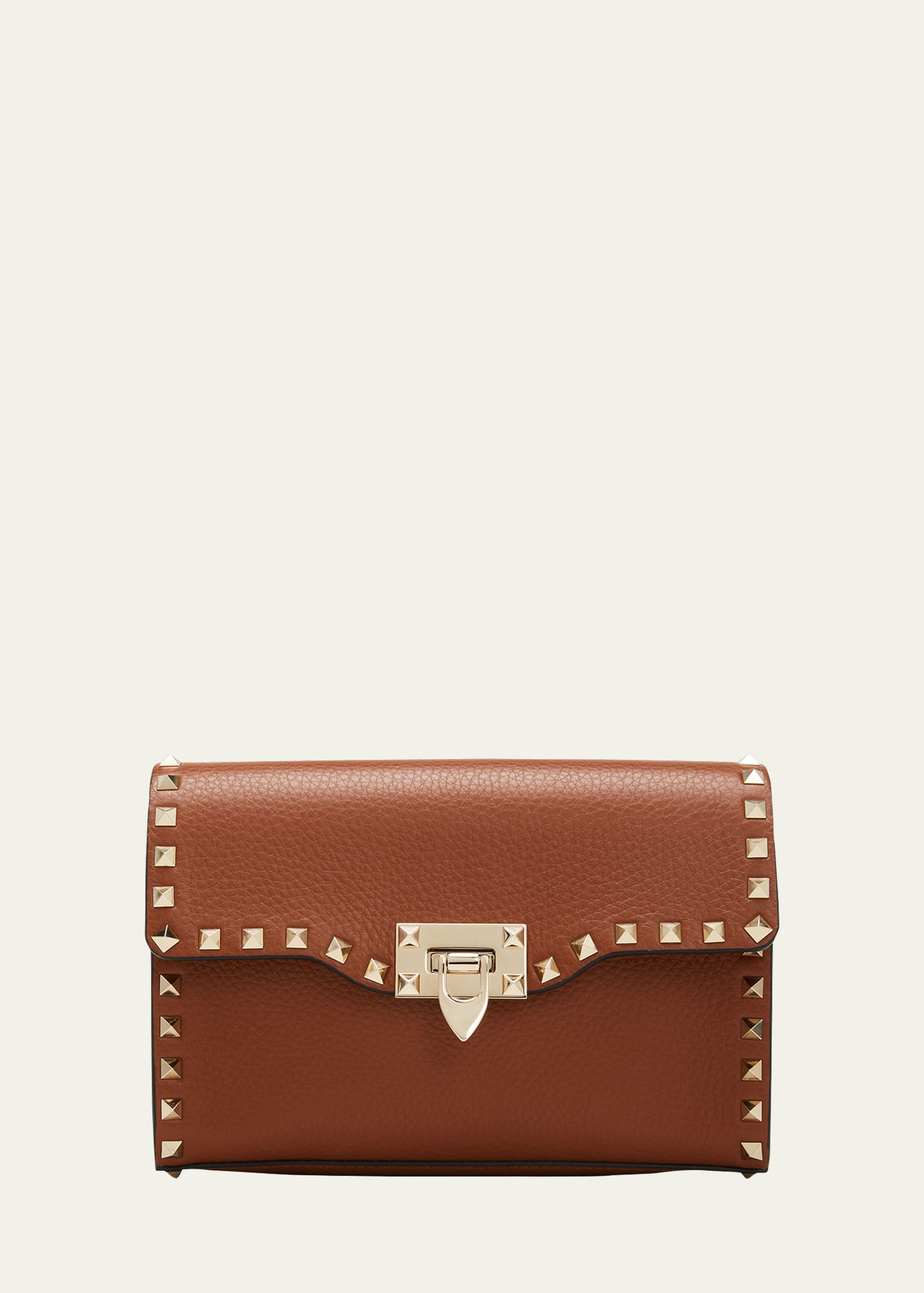 Valentino Small Rockstud Leather Shoulder Bag In Brown