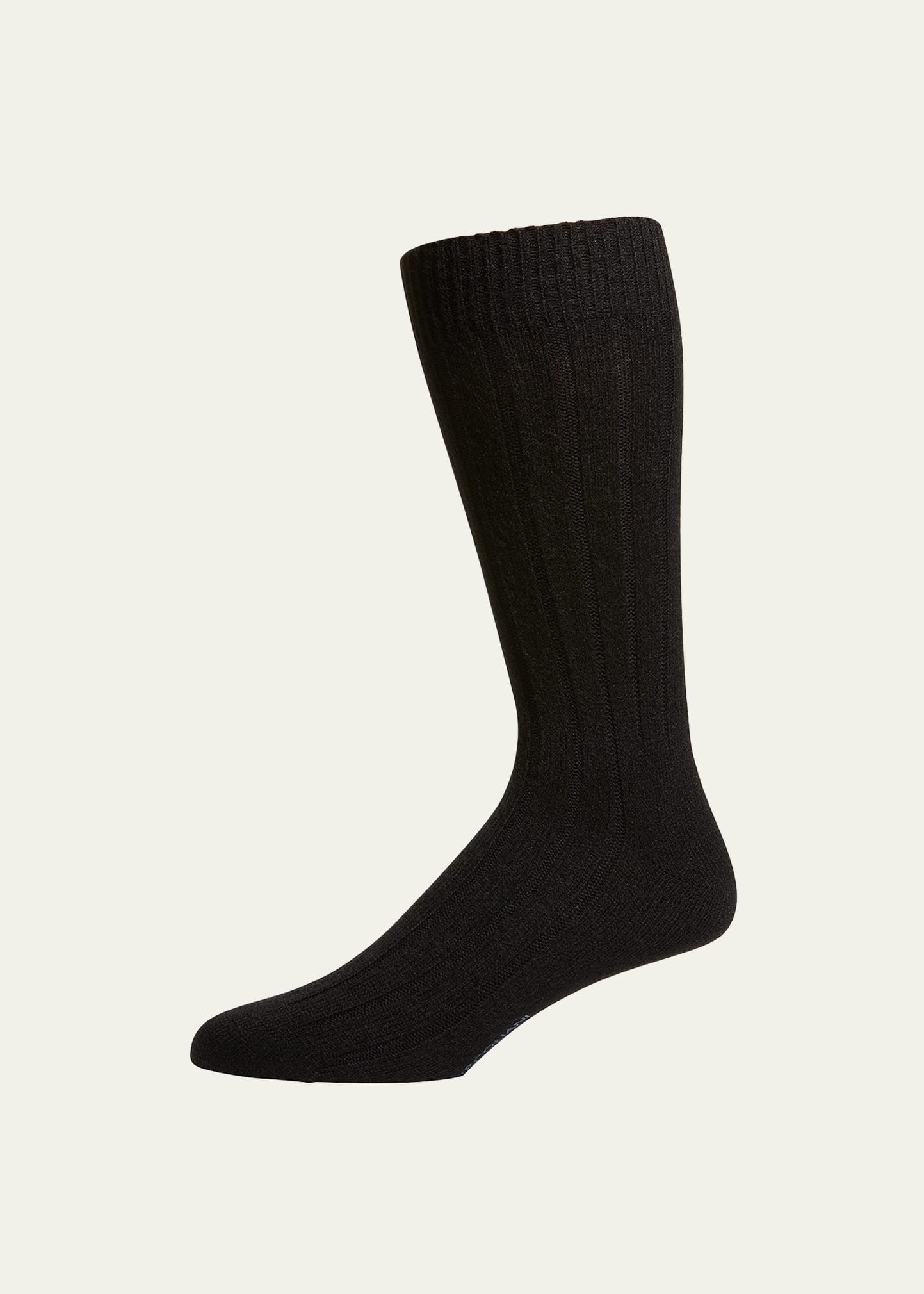Marcoliani Men's Ribbed Cashmere Dress Socks In Black