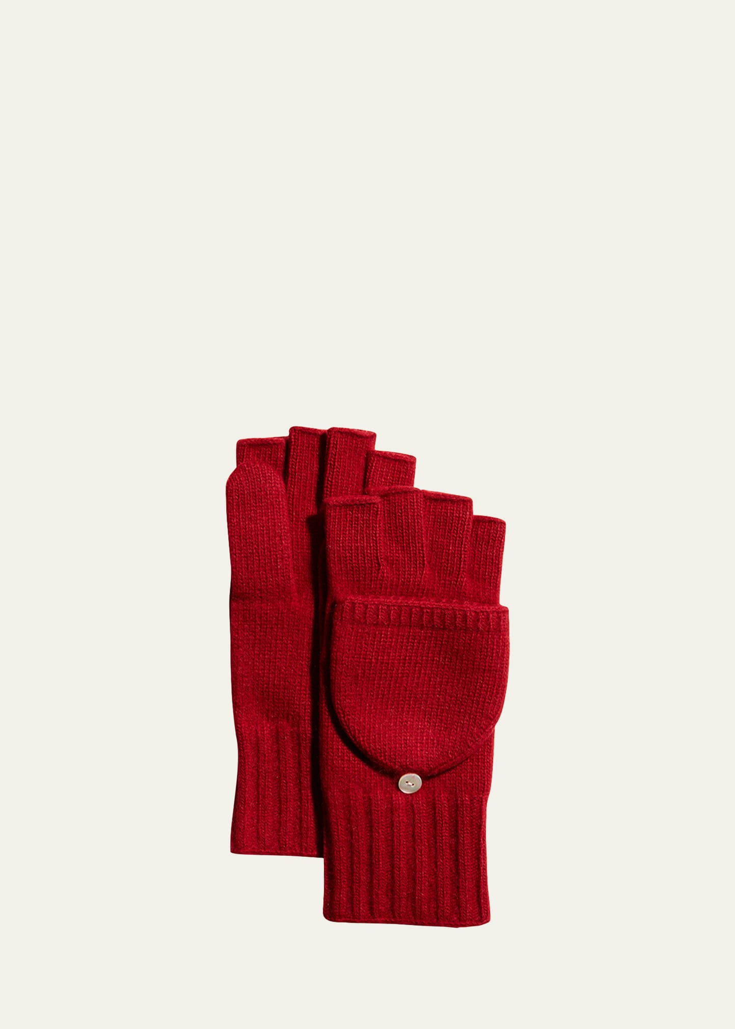 Portolano Jersey-knit Cashmere Flip-top Gloves In Red