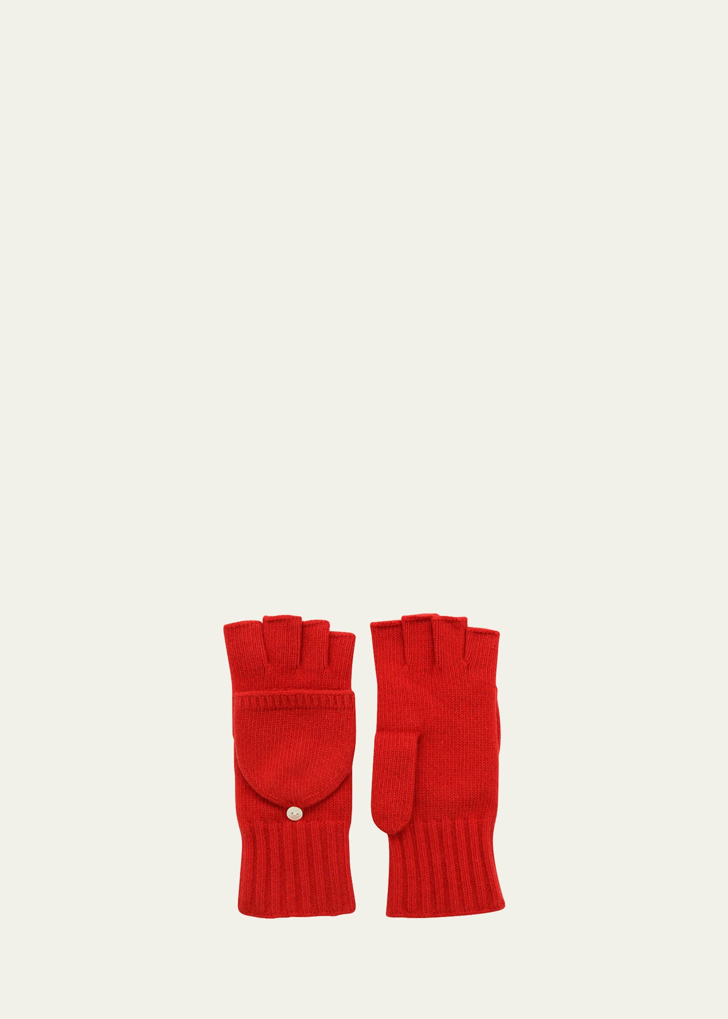 Portolano Jersey-knit Cashmere Flip-top Gloves In Fire Red