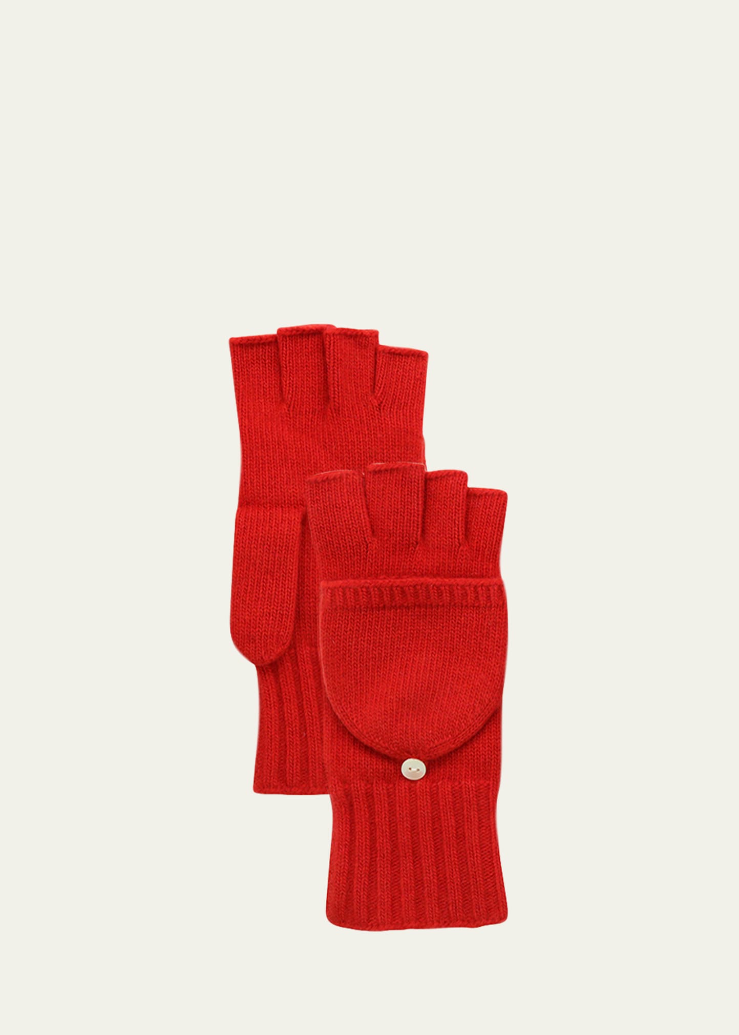 Portolano Jersey-knit Cashmere Flip-top Gloves In Red